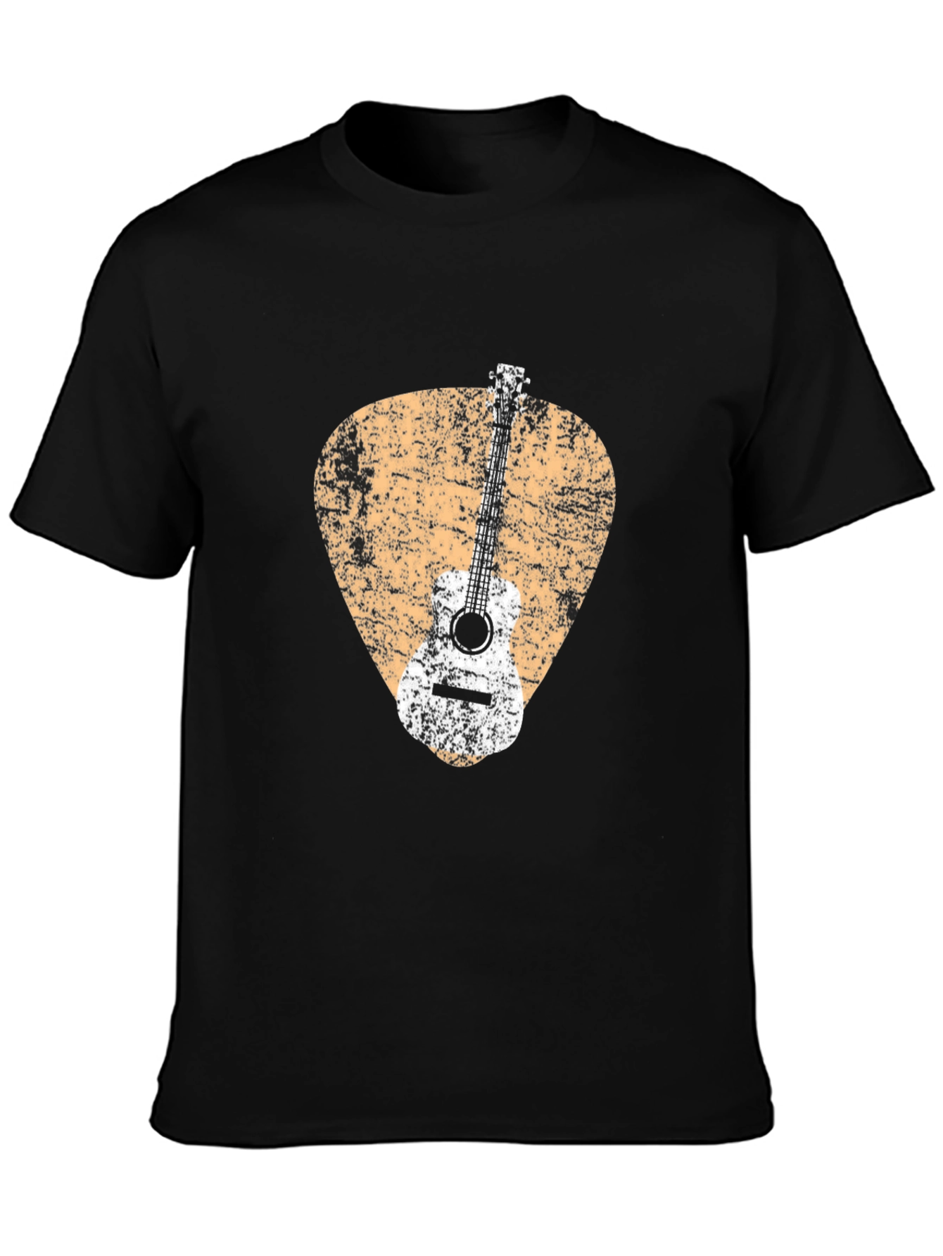 Black Guitar Pick Graphic Tee - Distressed Style view 3