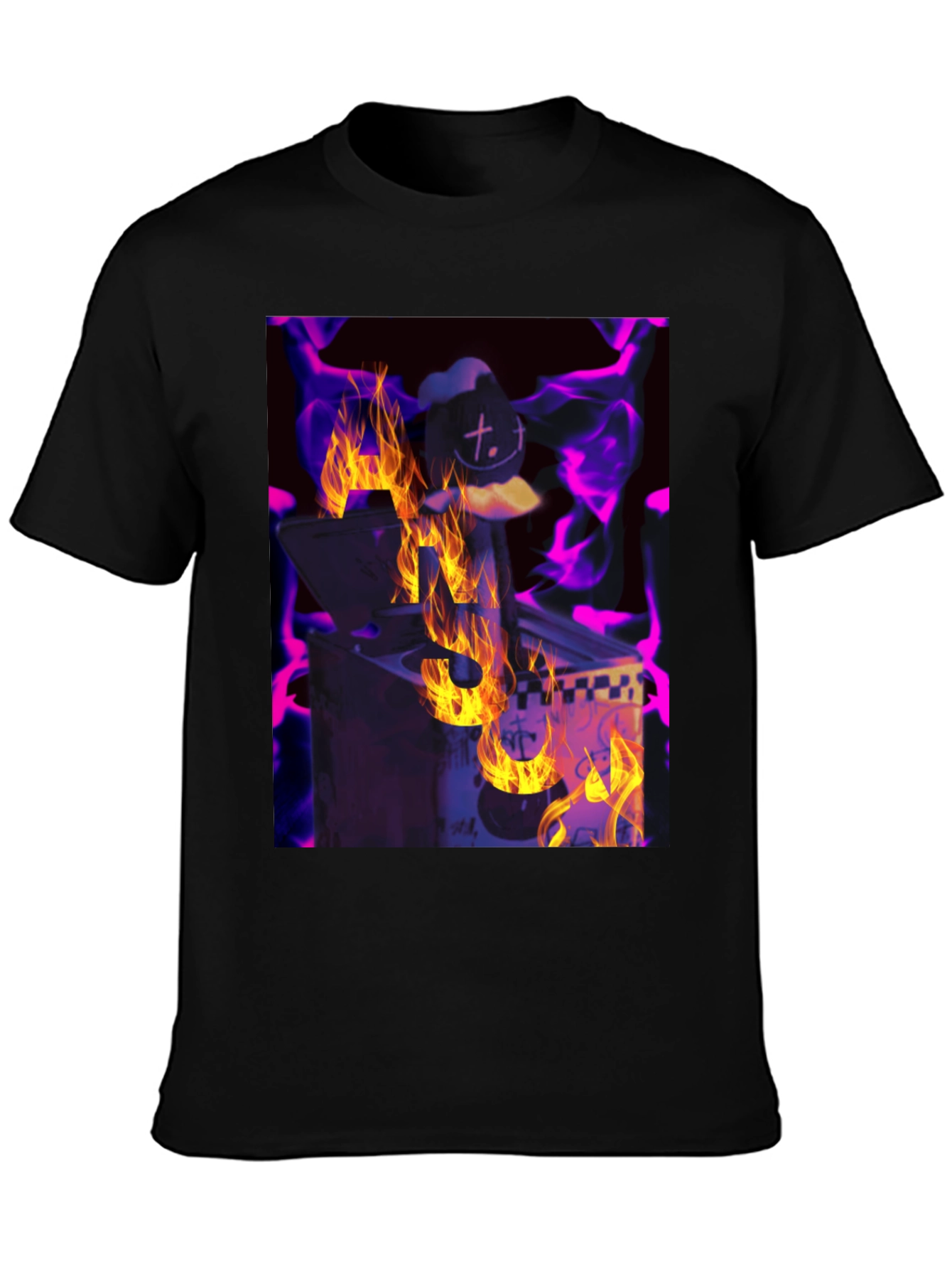 Black Fiery DJ Graphic Tee - Burning Beats T-Shirt view 3