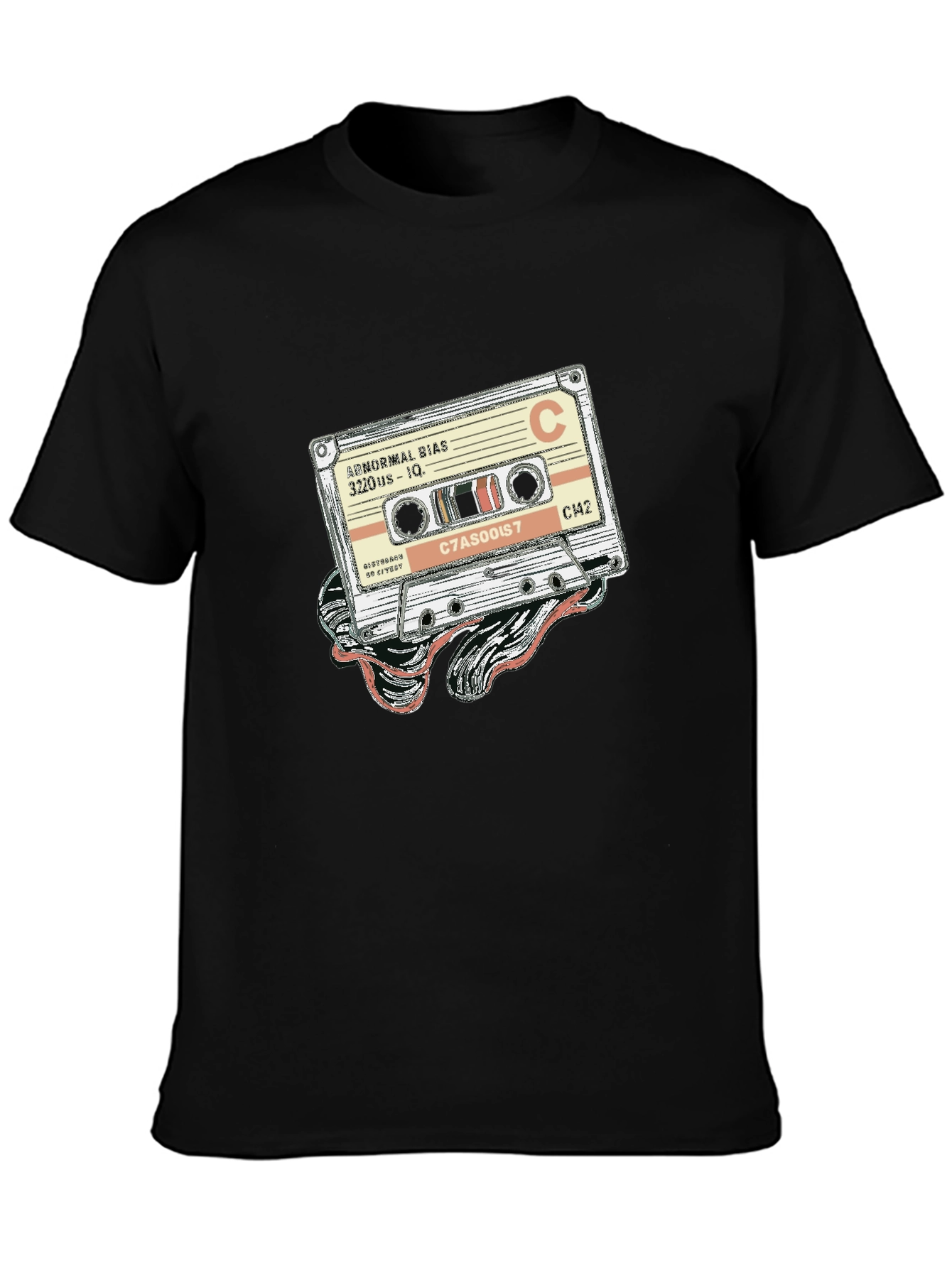 Black Retro Cassette Tape Graphic Tee - Classic Music Style view 3