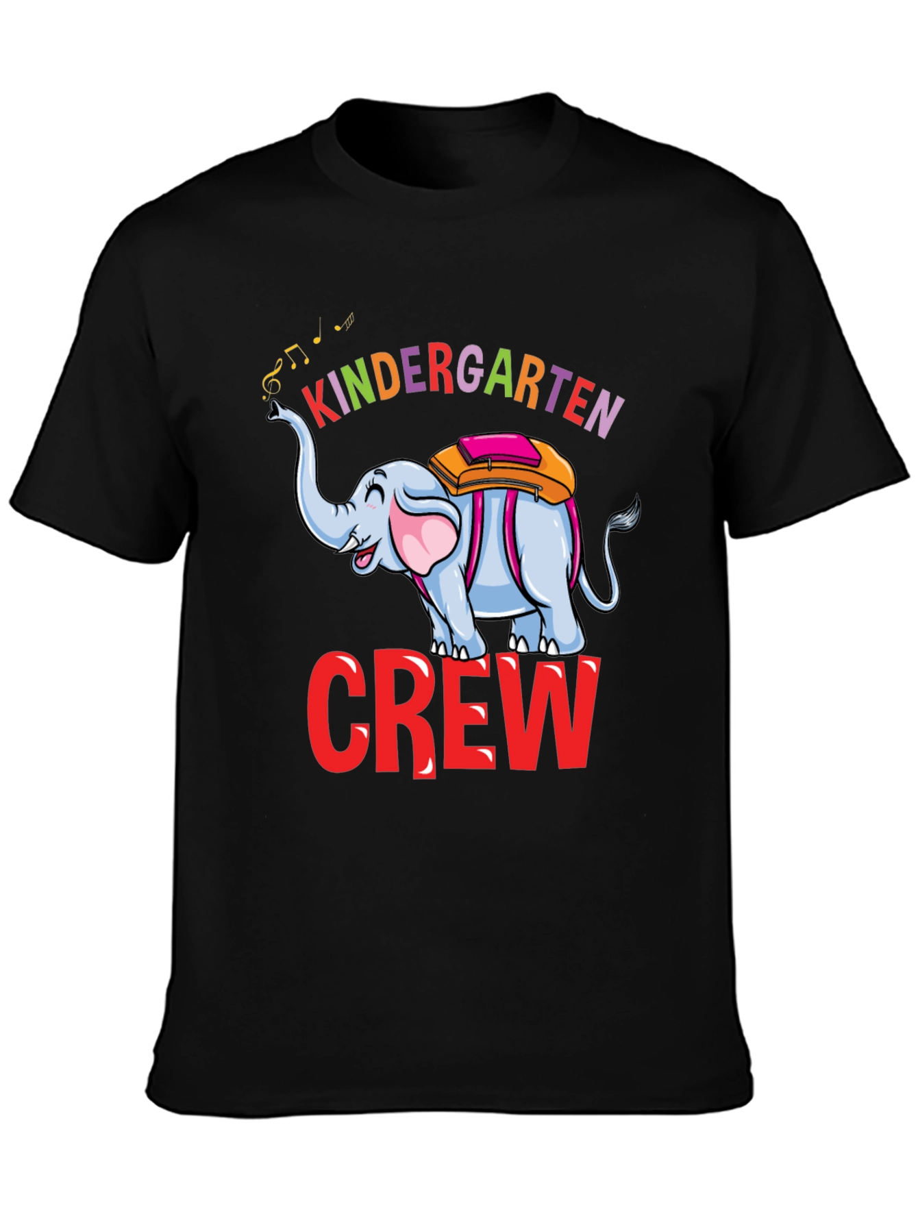 Black Kindergarten Crew Elephant T-Shirt view 3
