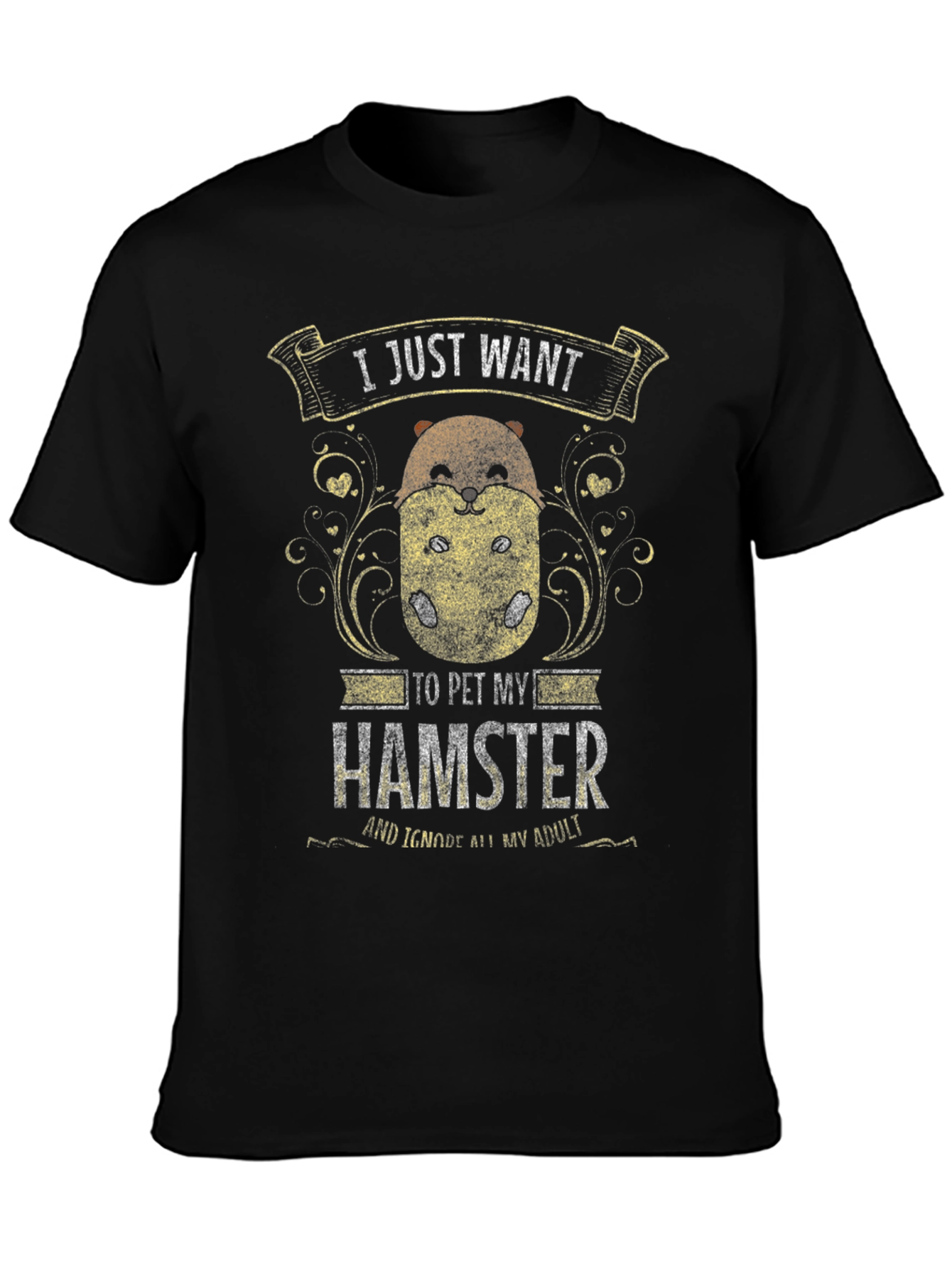Black Hamster Lover Graphic Tee - "I Just Want to Pet My Hamster" view 3