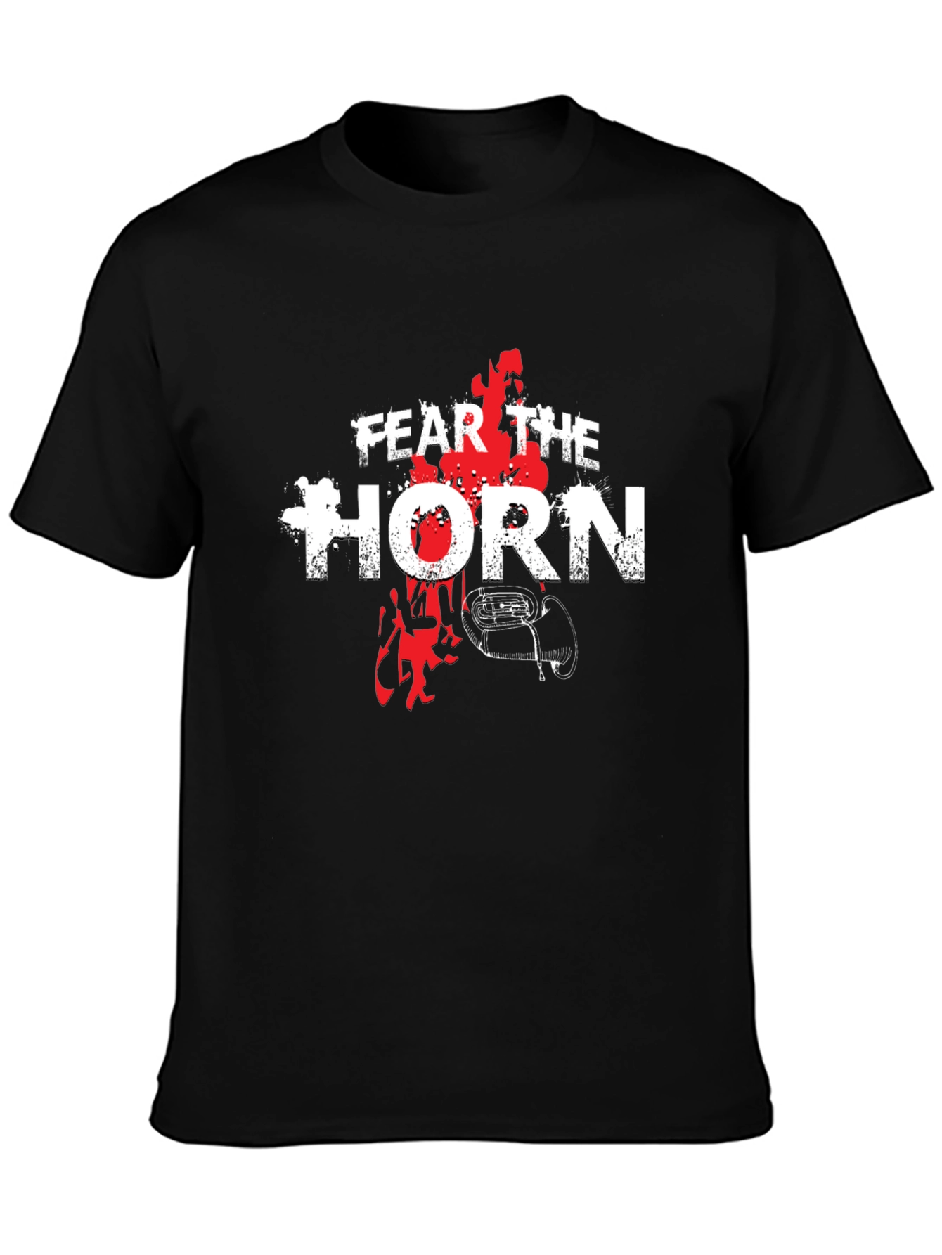 Black Fear the Horn Graphic Tee - Black Cotton T-Shirt view 3