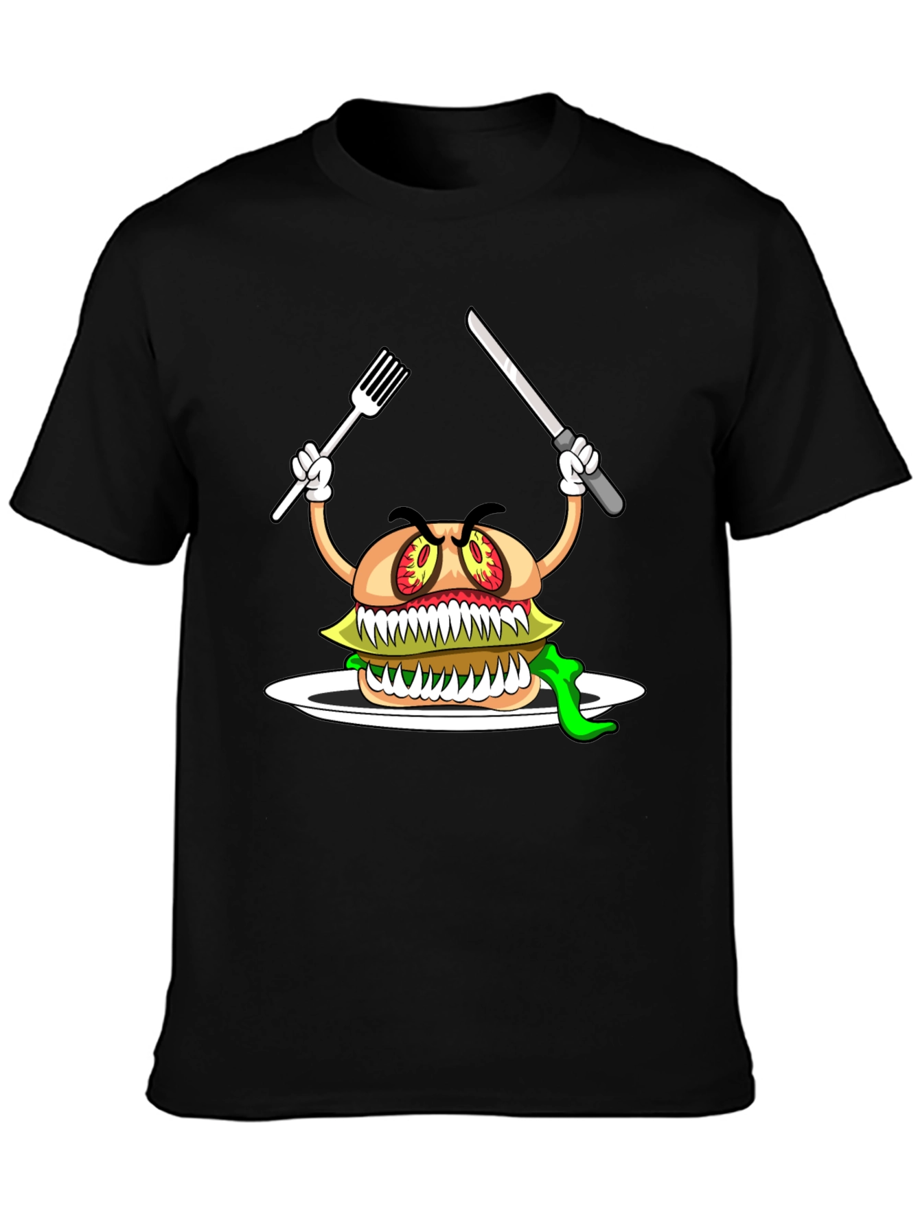 Black Monster Burger Graphic T-Shirt - Black view 3