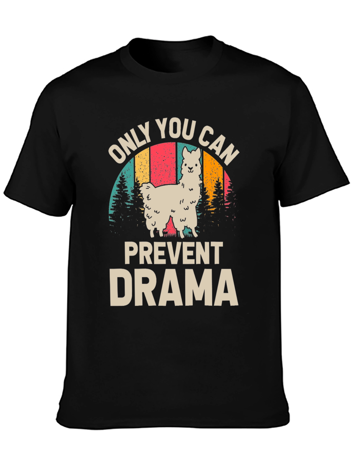 Black Only You Can Prevent Drama Llama Graphic Tee view 3