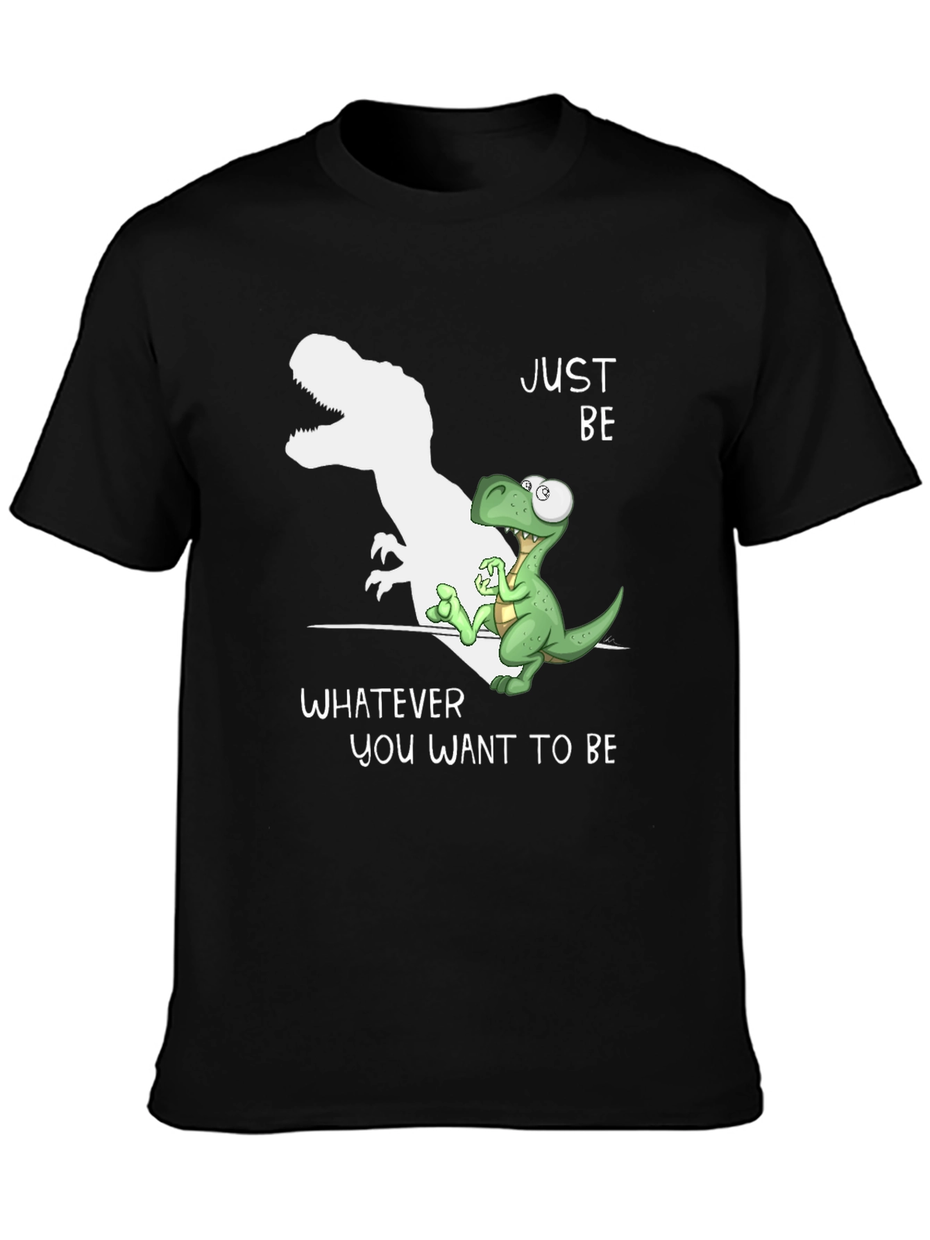 Black Just Be Dinosaur T-Shirt - Inspirational Graphic Tee view 3