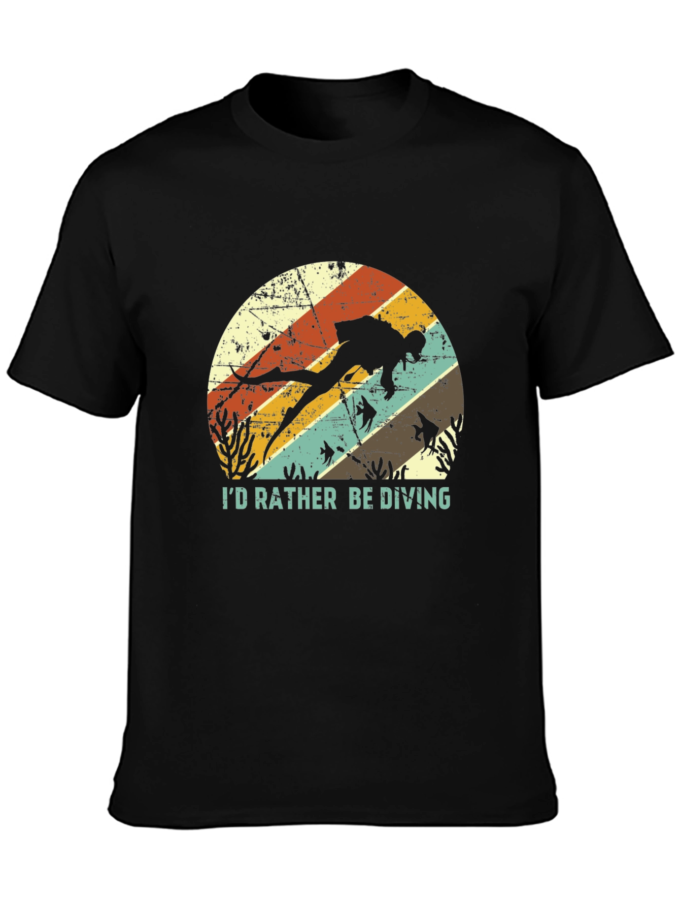 Black I'd Rather Be Diving T-Shirt - Scuba Diver Tee view 3