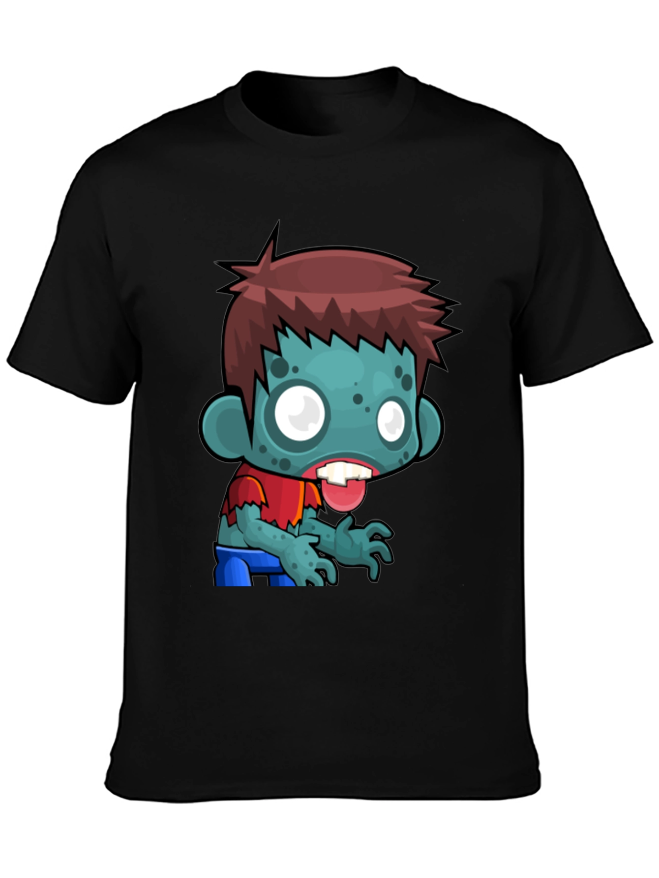 Black Cartoon Zombie Graphic T-Shirt - Mens Black Tee view 3