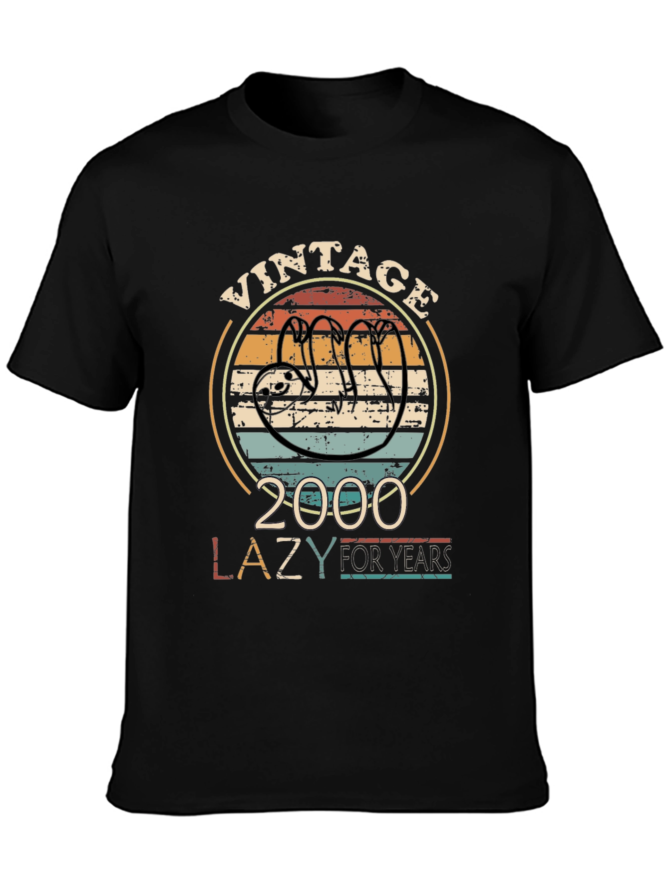Black Vintage 2000 Lazy For Years Sloth T-Shirt view 3
