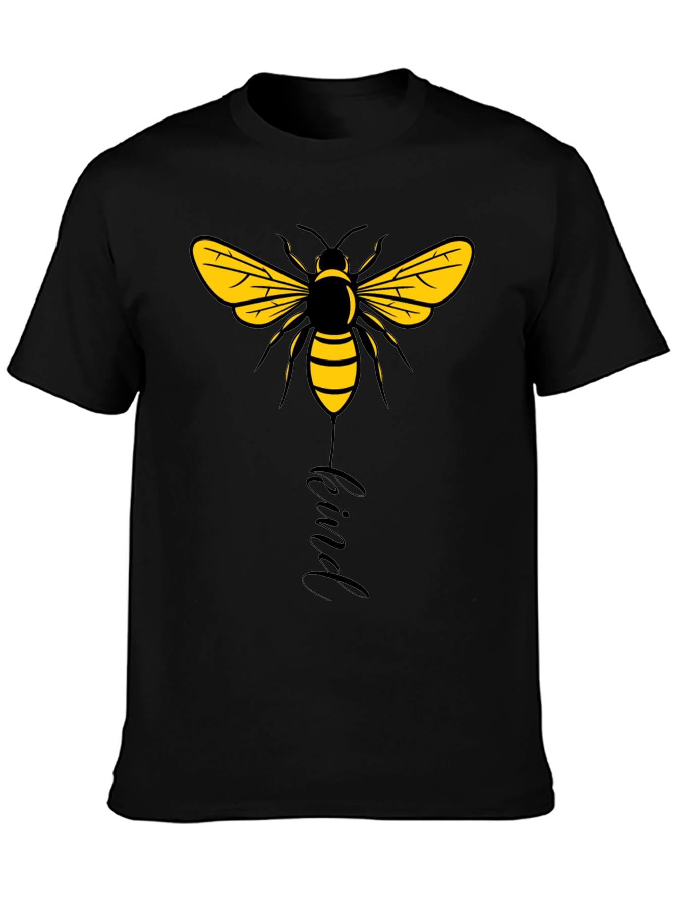 Black Bee Kind Graphic Tee - Black Cotton T-Shirt view 3