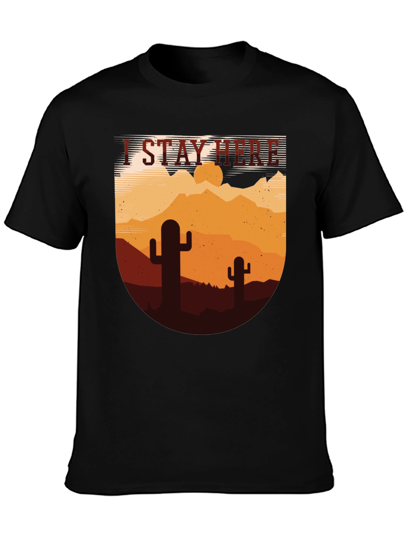 Black I Stay Here Graphic Tee - Desert Cactus Design view 3