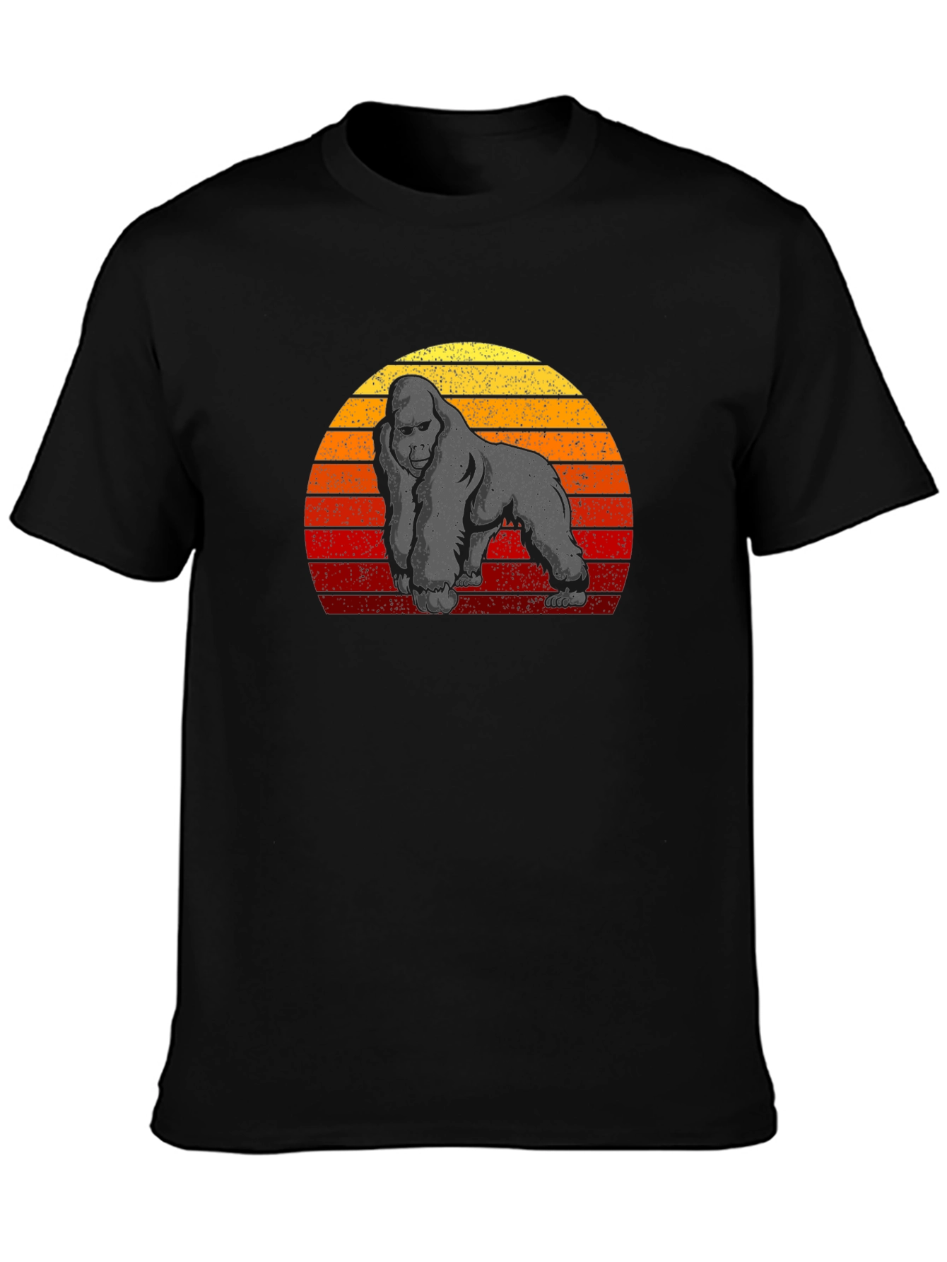 Black Retro Gorilla Sunset Graphic Tee view 3