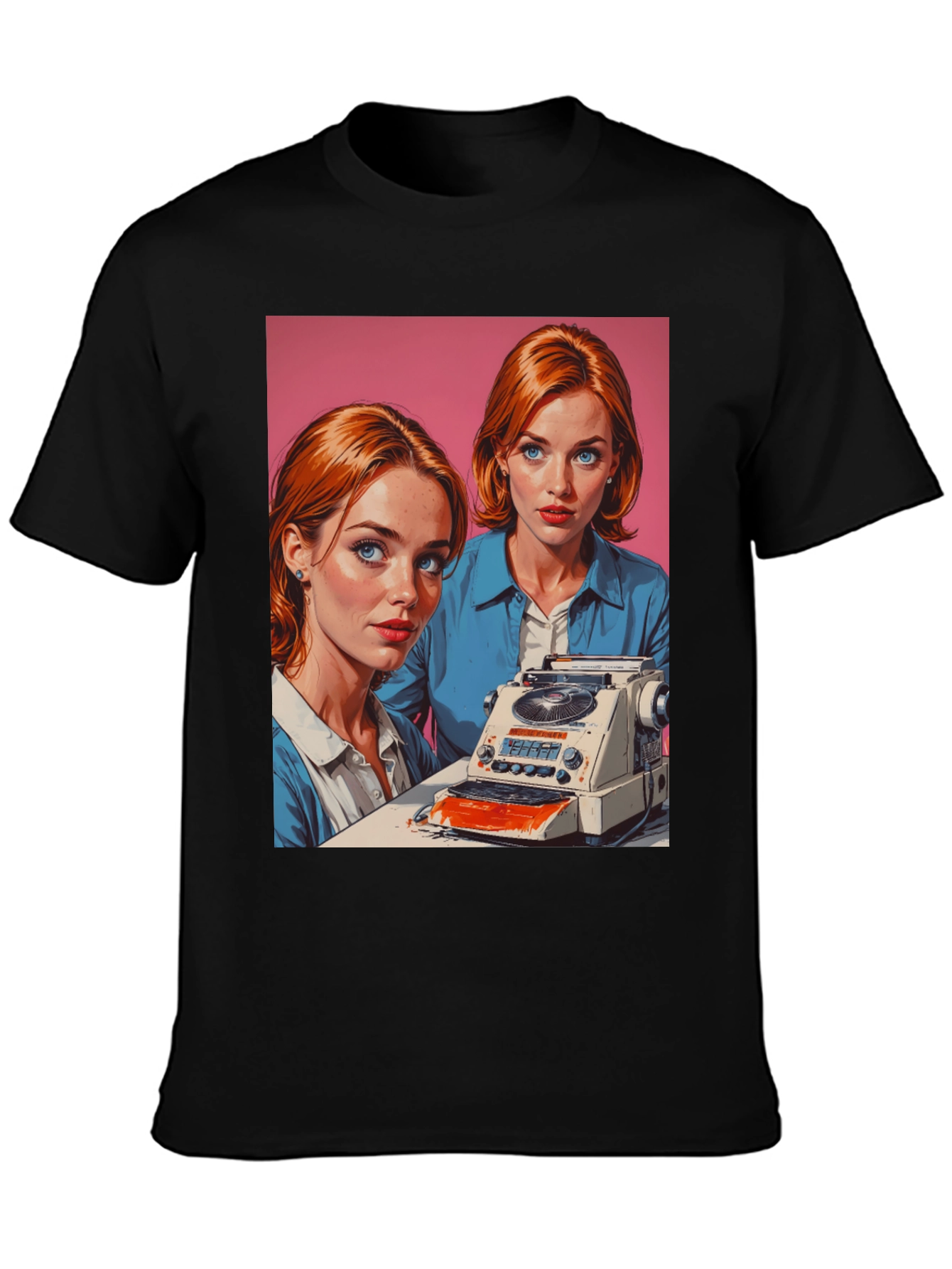 Black Retro Twins Graphic Tee view 3