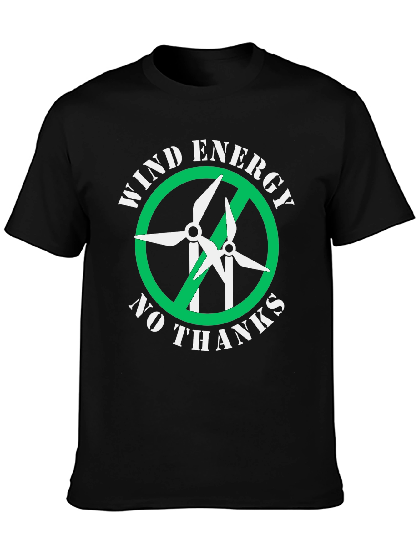 Black Wind Energy No Thanks Graphic T-Shirt view 3
