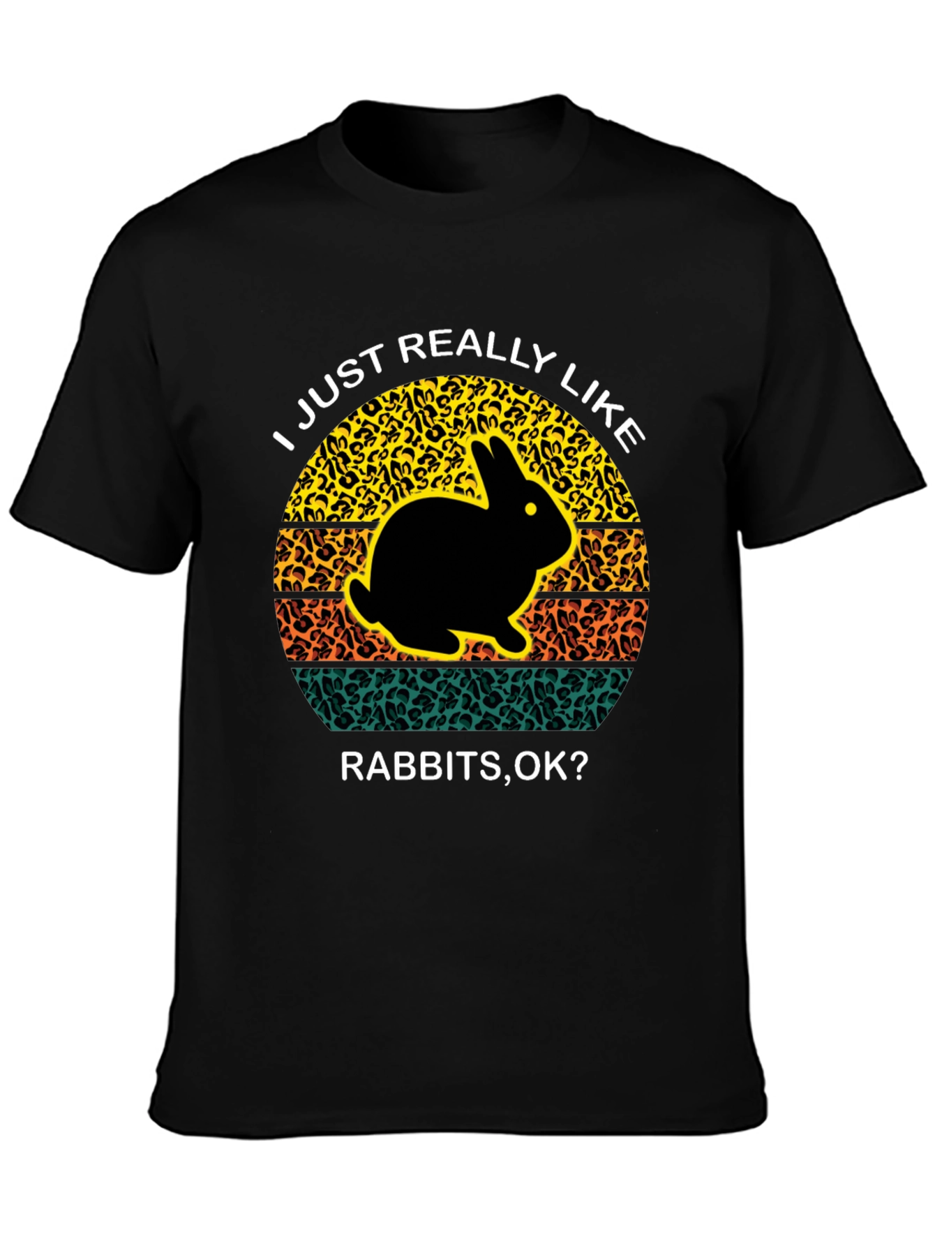 Black I Just Really Like Rabbits OK Black T-Shirt view 3