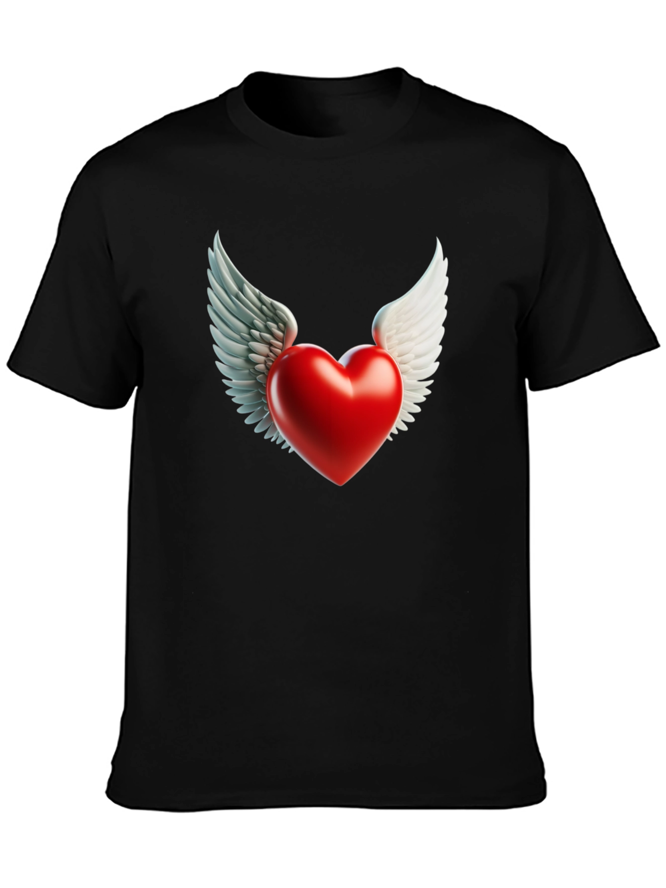 Black Winged Heart Graphic Tee - Black Cotton Blend view 3