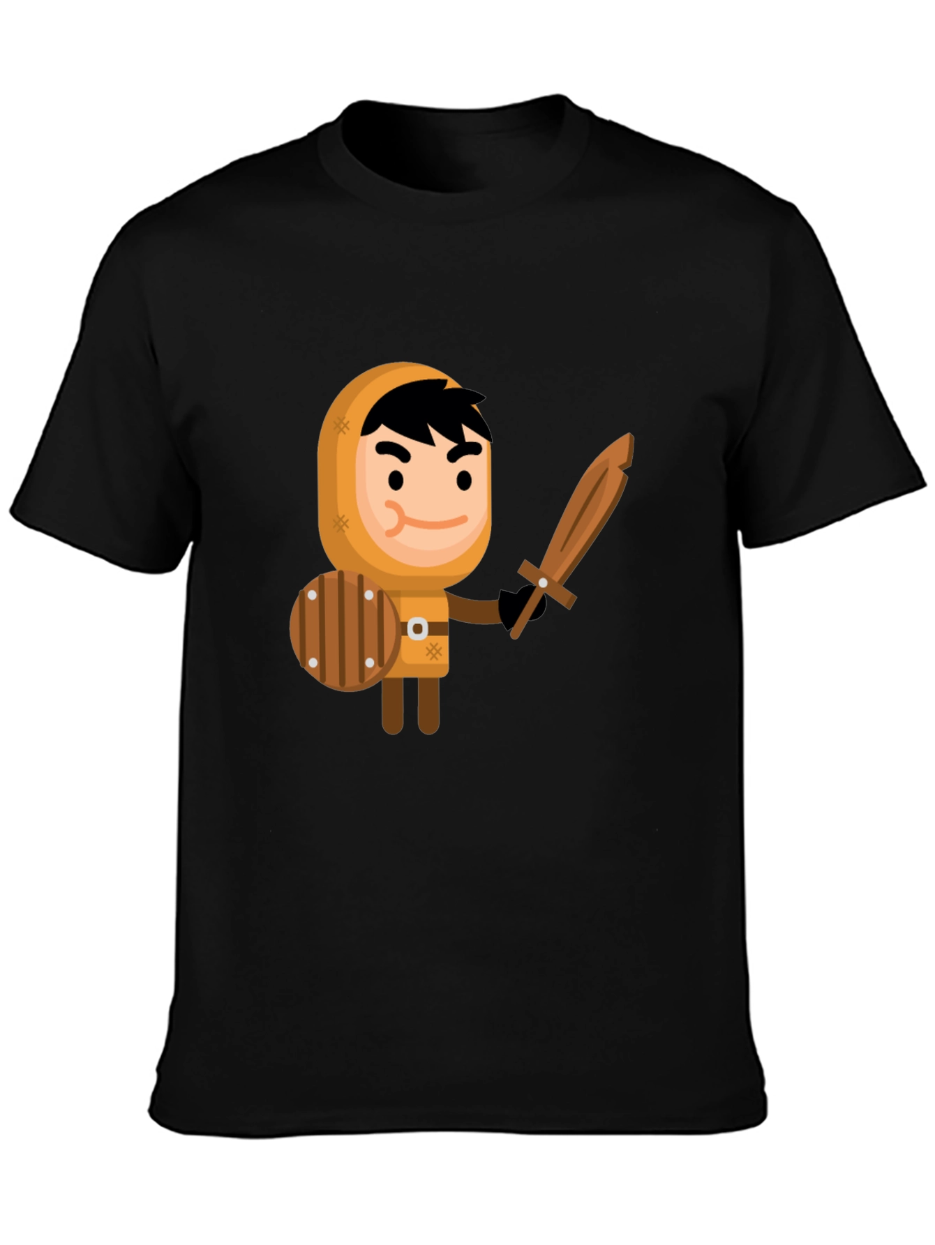 Black Cartoon Knight Graphic Tee - Fun, Unique Design view 3