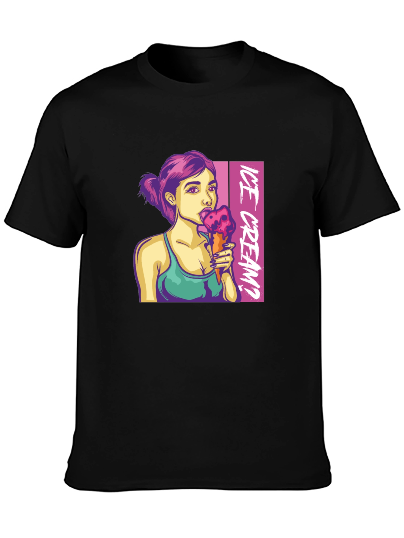 Black Ice Cream Girl Graphic T-Shirt - Stylish Unisex Tee view 3