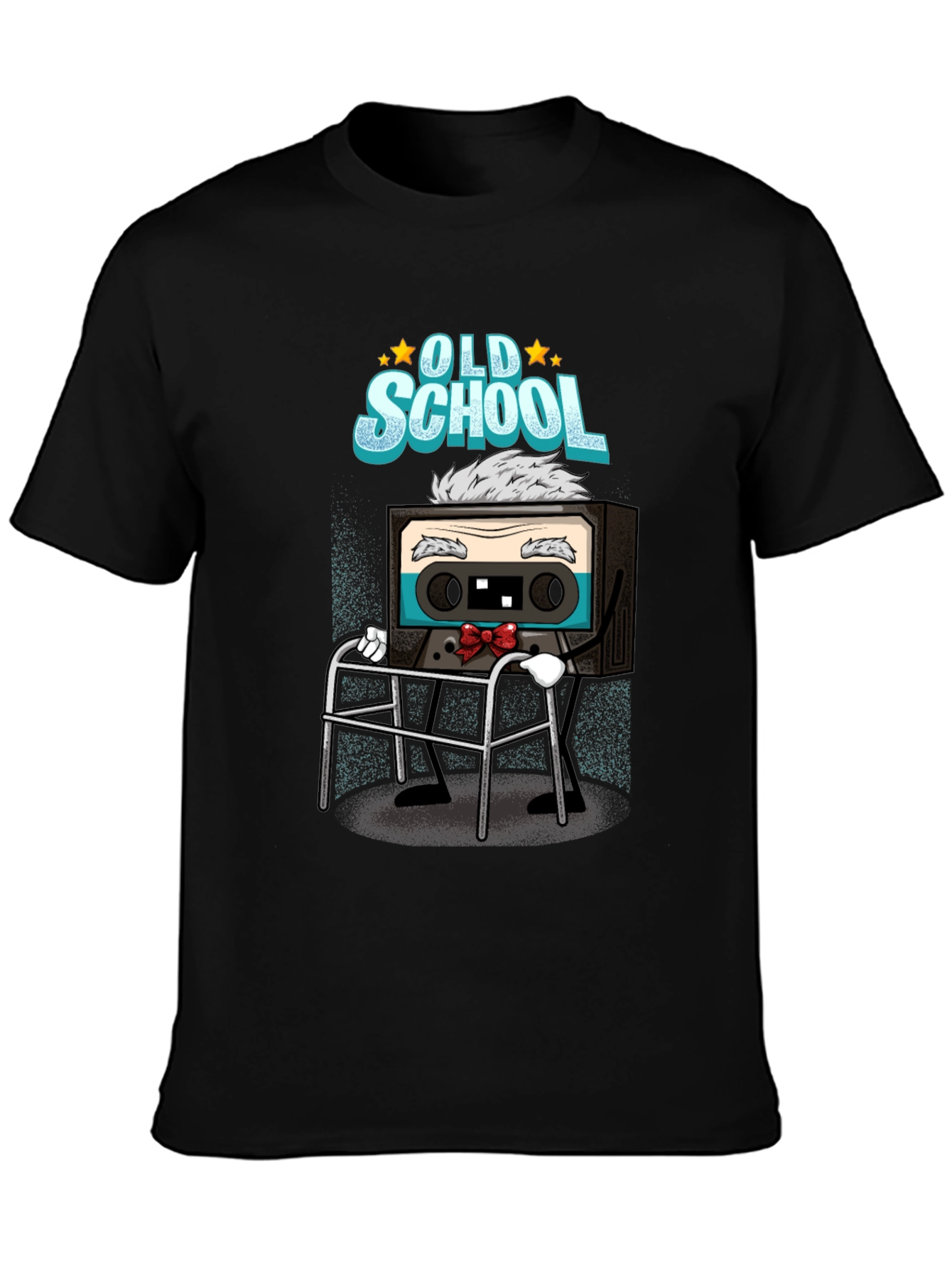 Black Old School Cassette Tape T-Shirt view 3