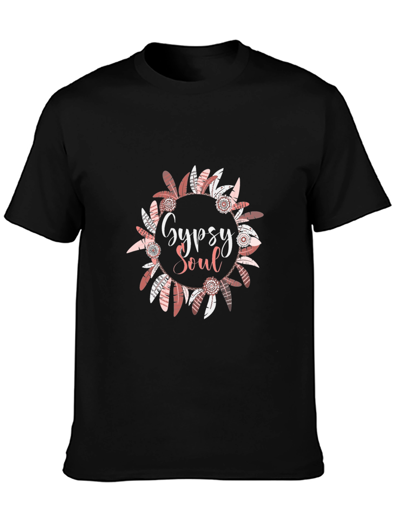 Black Gypsy Soul Feather Wreath Graphic Tee view 3