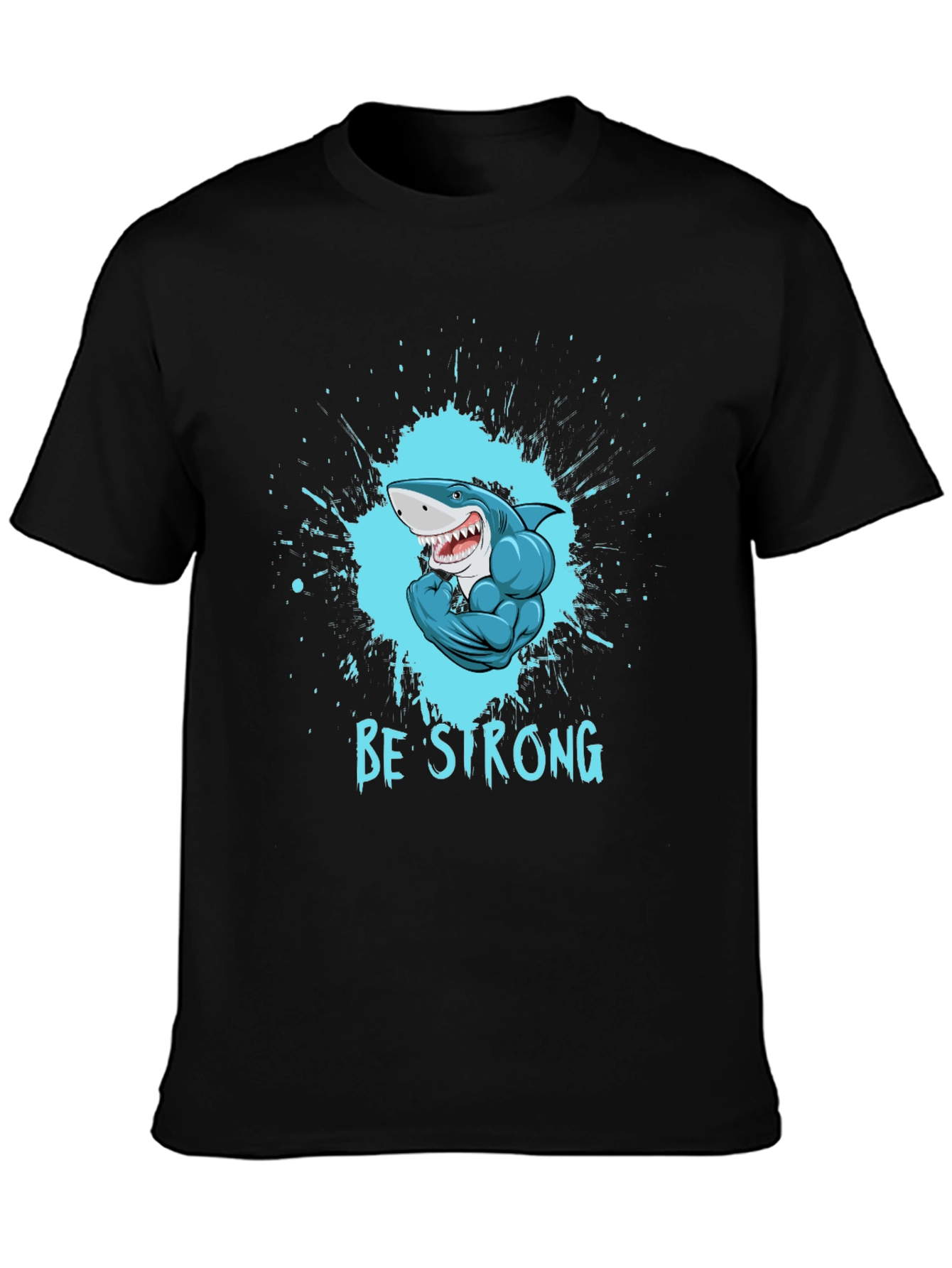Black Be Strong Shark Graphic Tee view 3