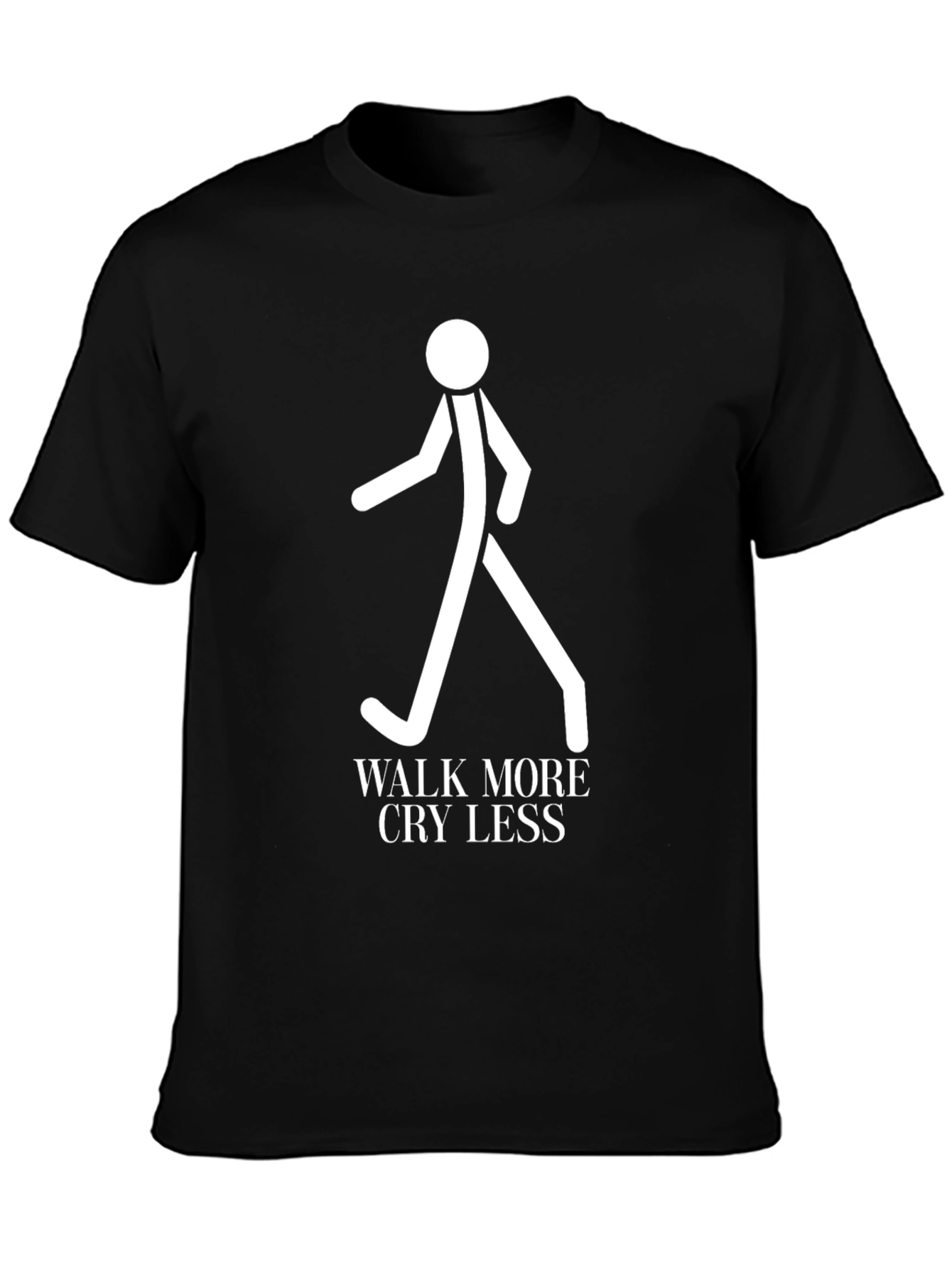 Black Walk More Cry Less Graphic Tee - Black Cotton Casual T-Shirt view 3