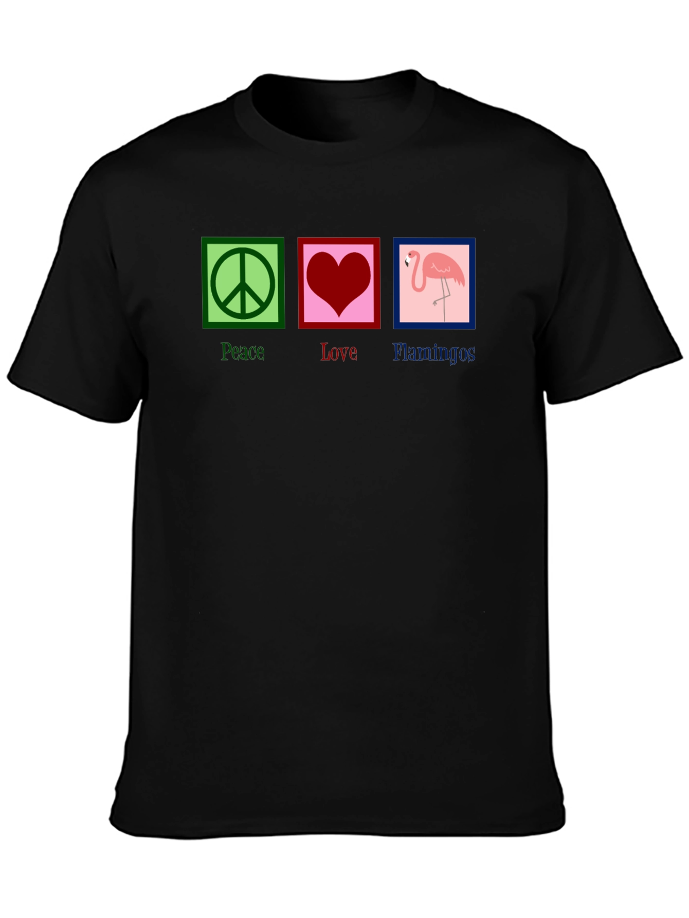 Black Peace Love Flamingos Graphic Tee view 3