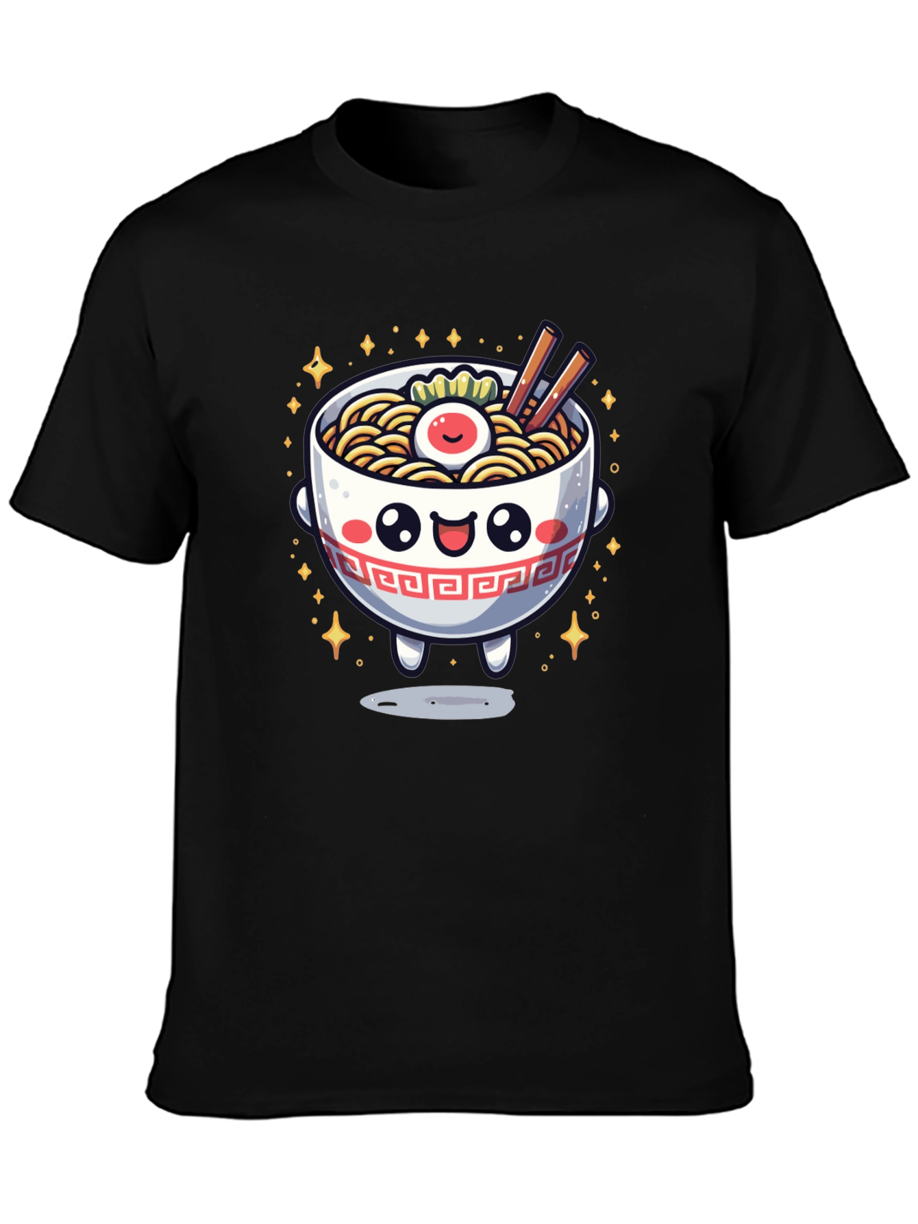 Black Kawaii Ramen Bowl T-Shirt view 3