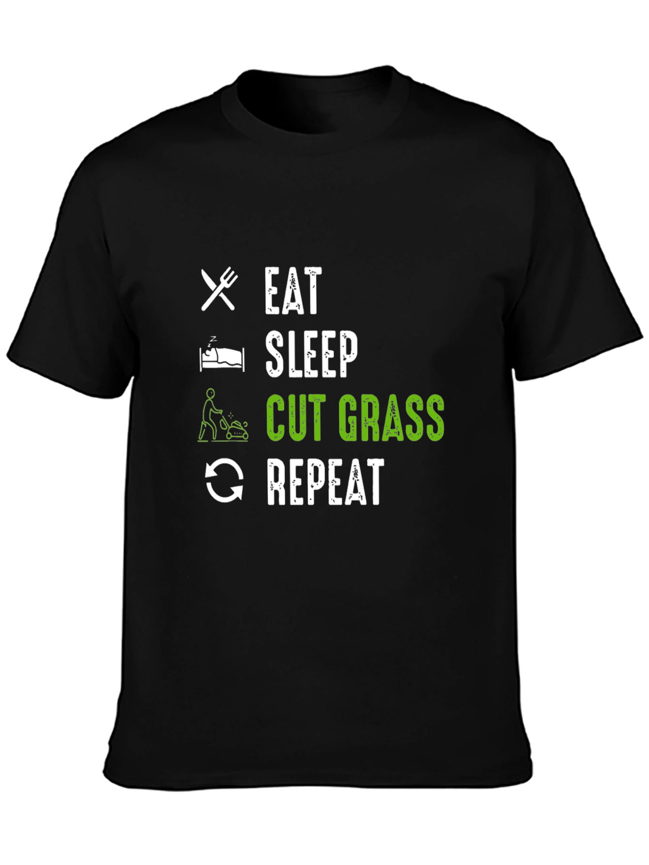 Black Eat Sleep Cut Grass Repeat Graphic Tee view 3