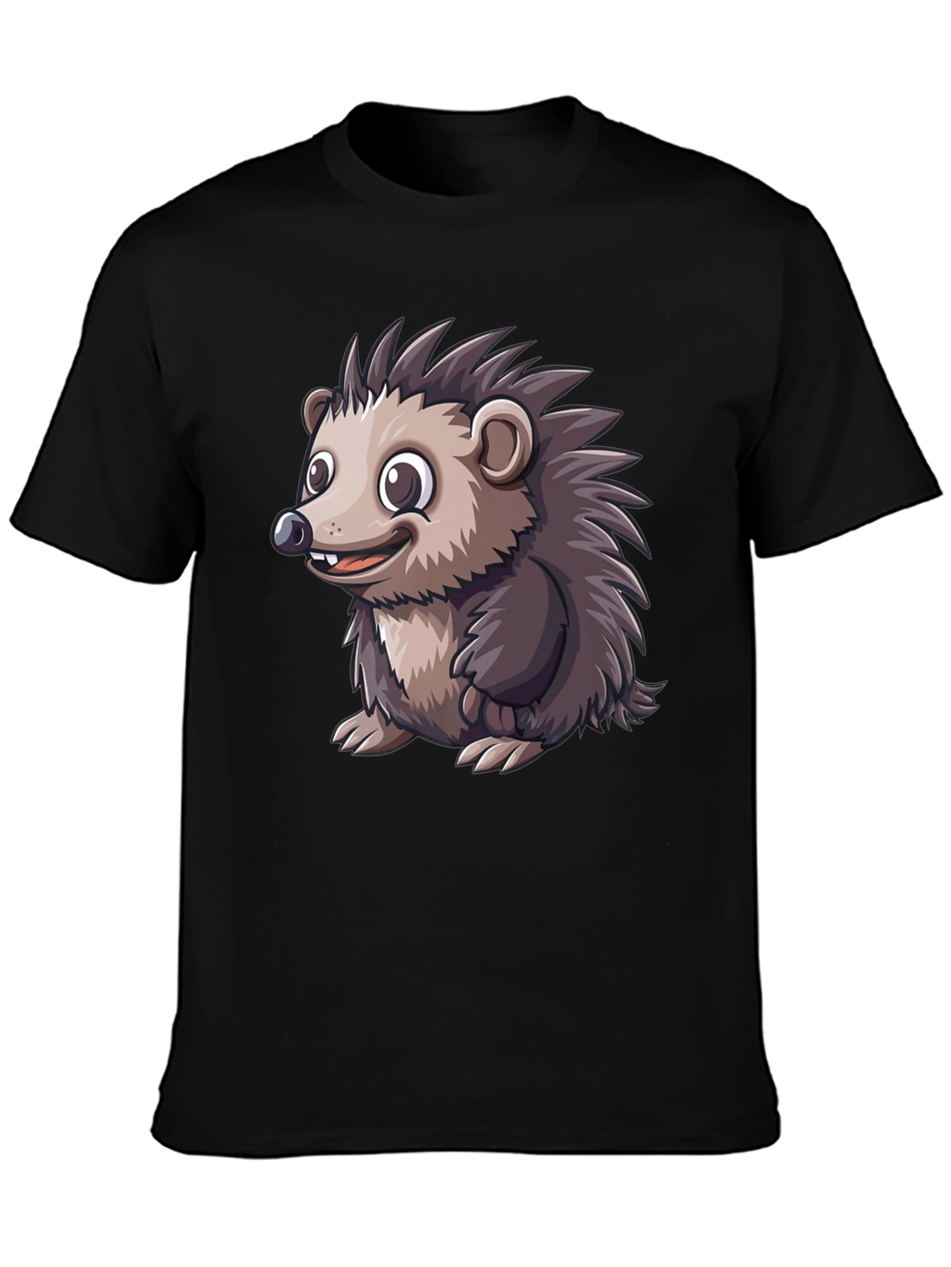 Black Hedgehog Graphic Tee - Soft Cotton Blend view 3
