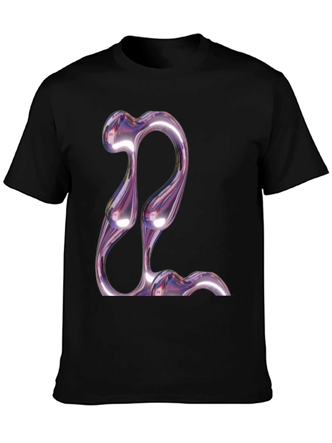 Black Abstract Chrome Graphic Tee - Modern Style view 3