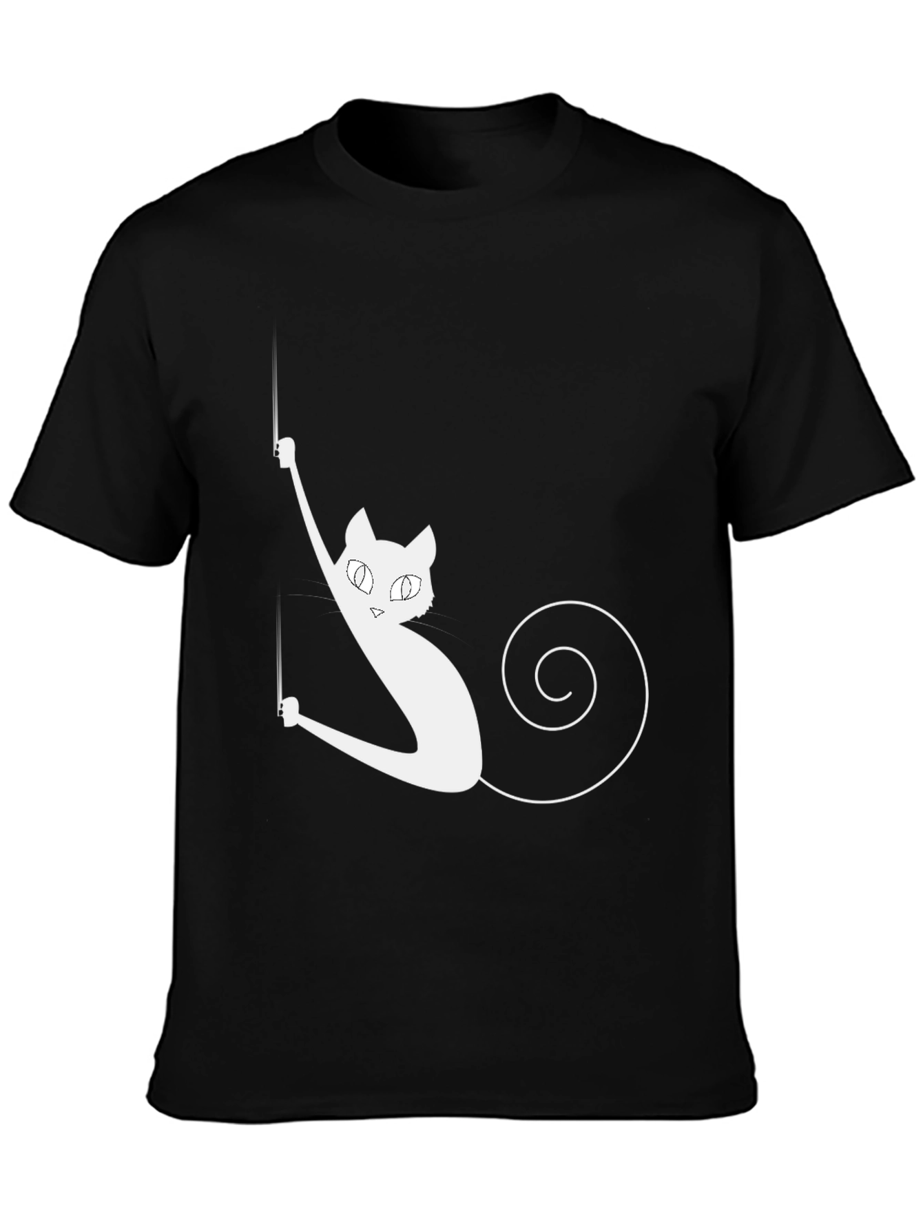 Black Hanging Cat Graphic T-Shirt - Fun Novelty Tee view 3