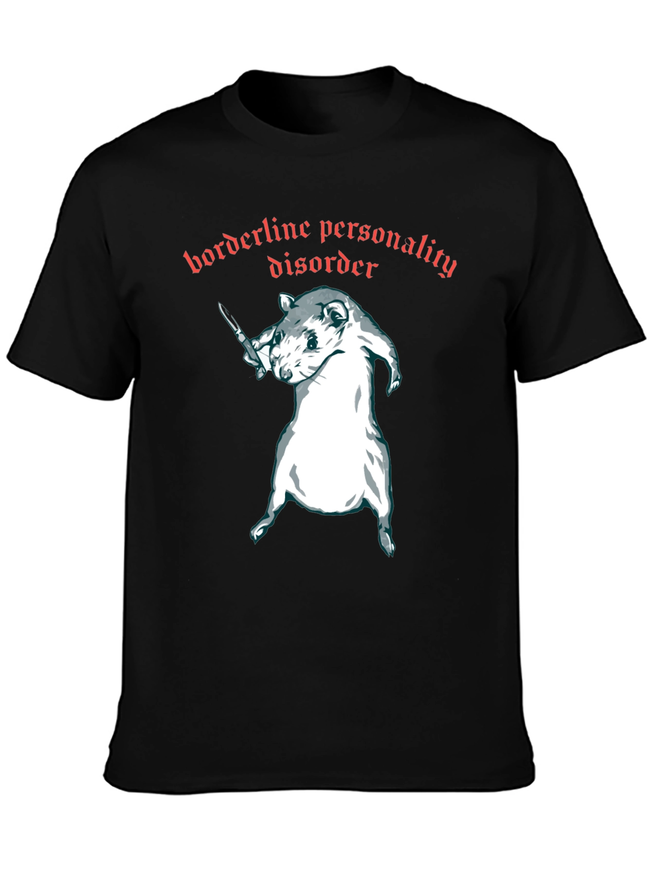 Black Borderline Personality Disorder Rat T-Shirt view 3