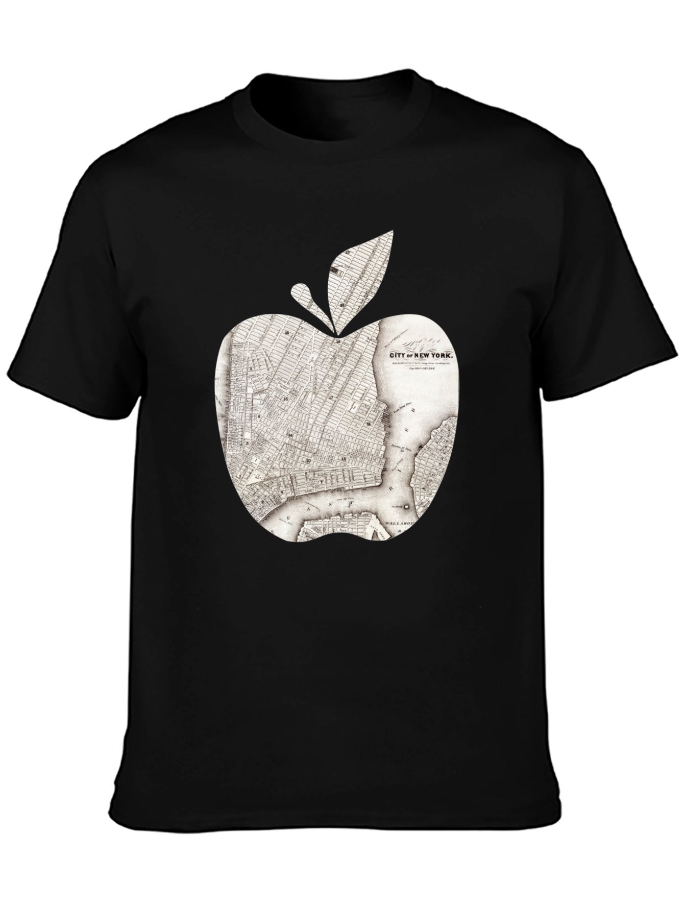 Black New York Apple Map Graphic Tee view 3
