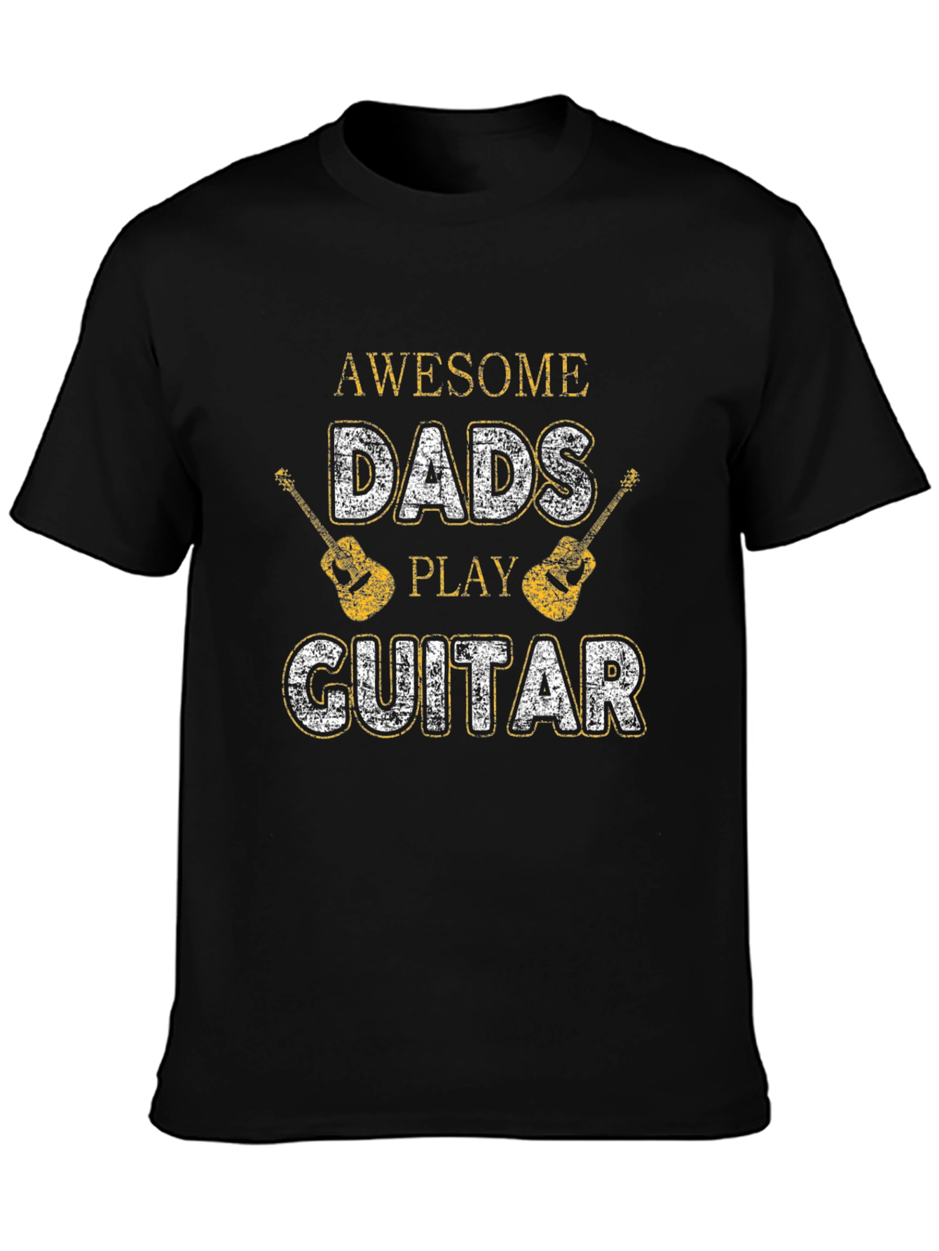 Black Awesome Dads Play Guitar Black Graphic T-Shirt view 3
