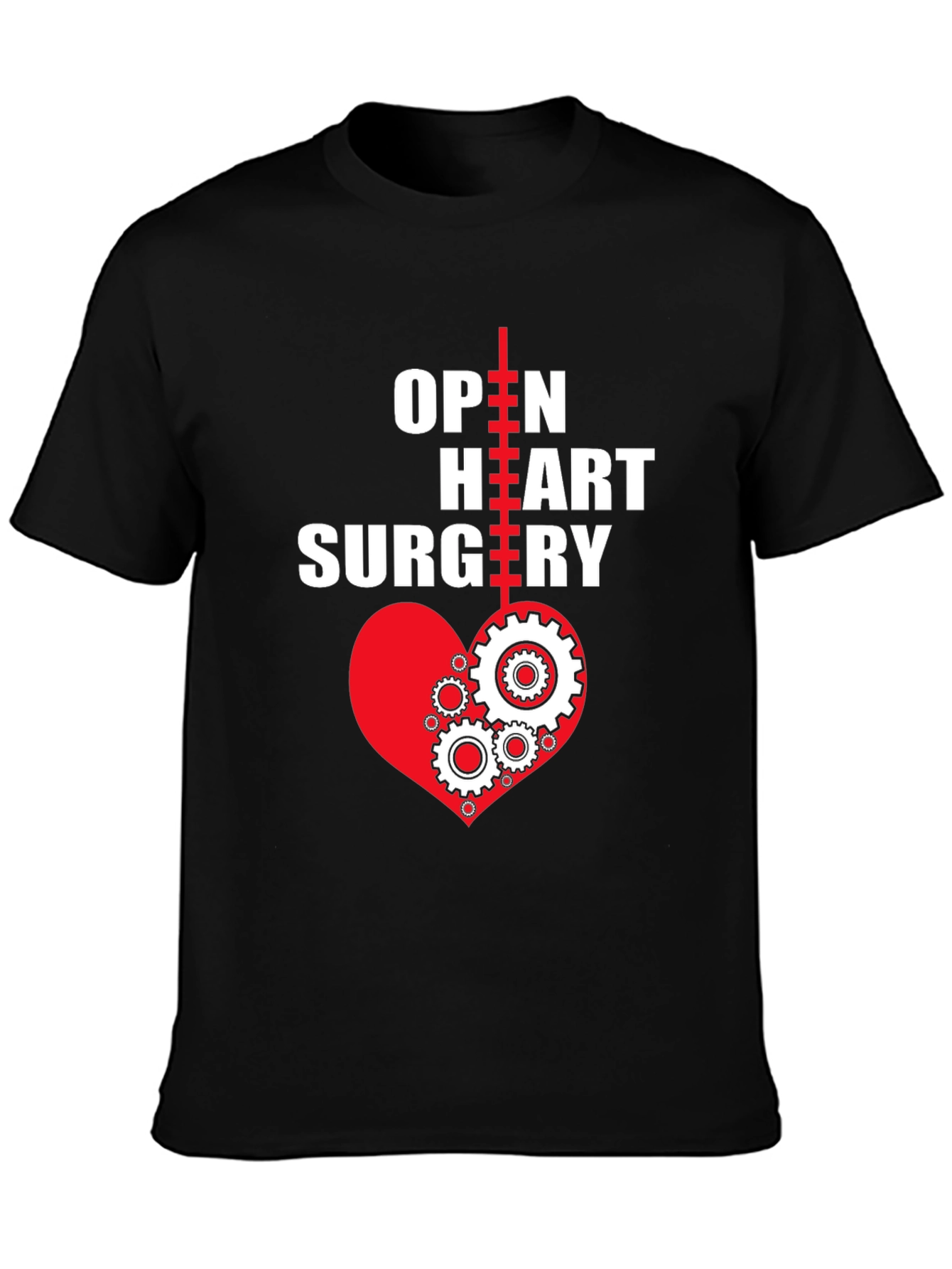 Black Open Heart Surgery T-Shirt - Heart Gears view 3