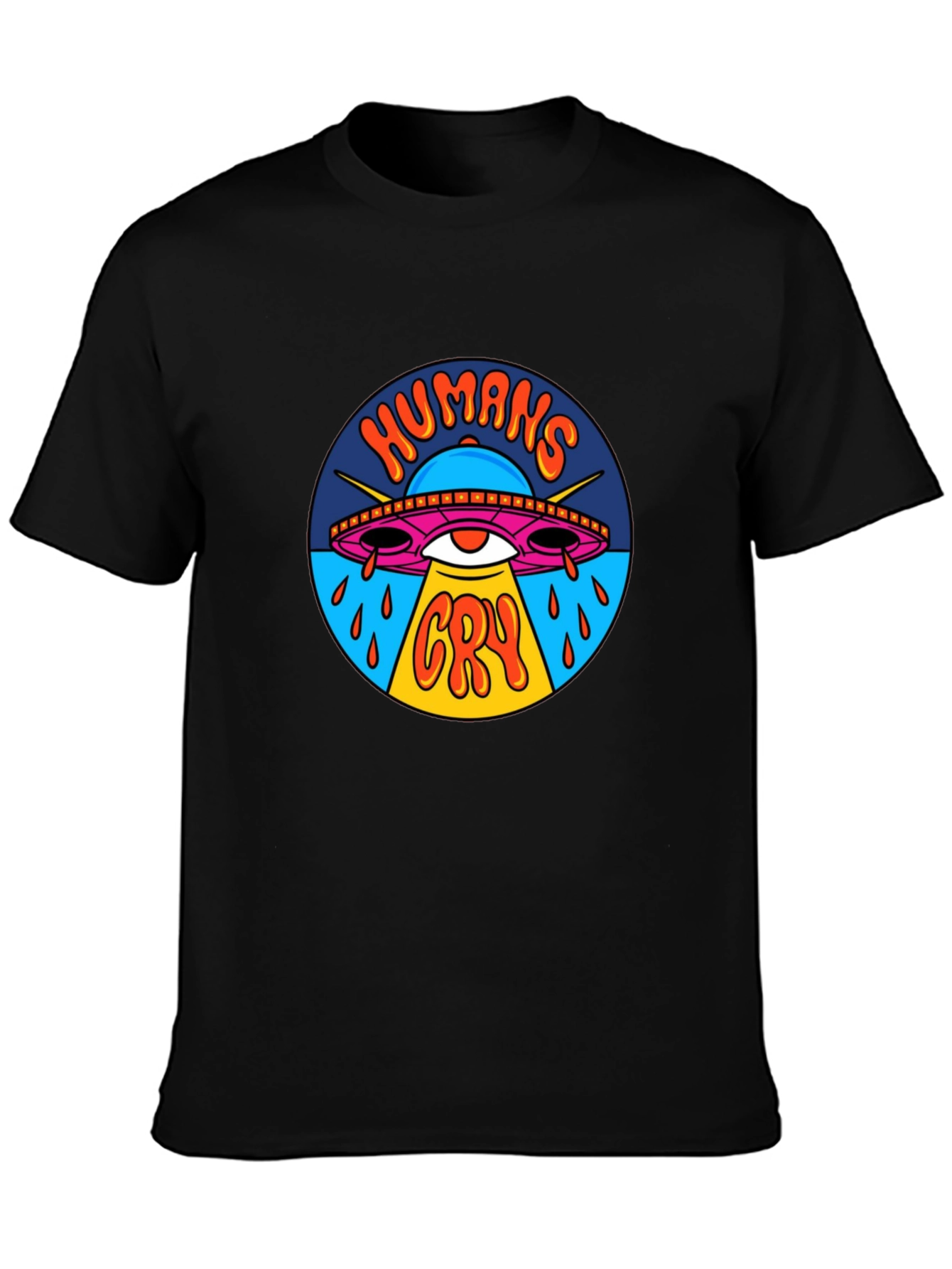 Black Humans Cry UFO Graphic Tee - Black view 3