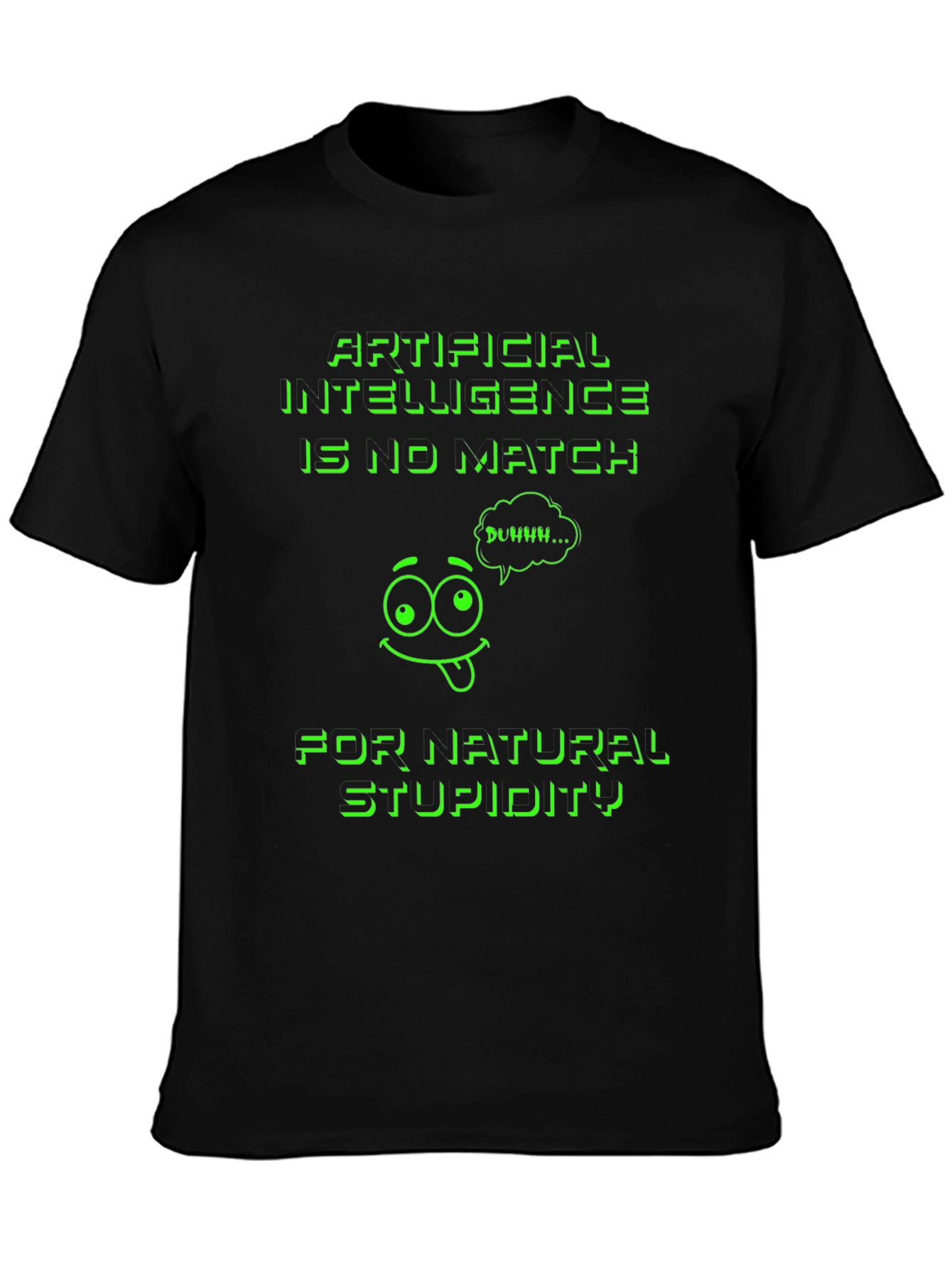 Black Funny AI vs. Stupidity Graphic T-Shirt view 3