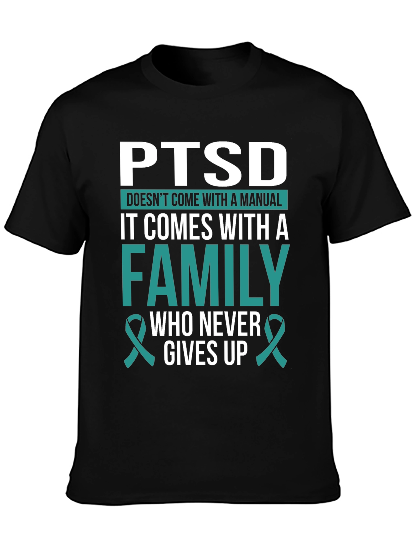 Black PTSD Awareness T-Shirt - Family Support view 3