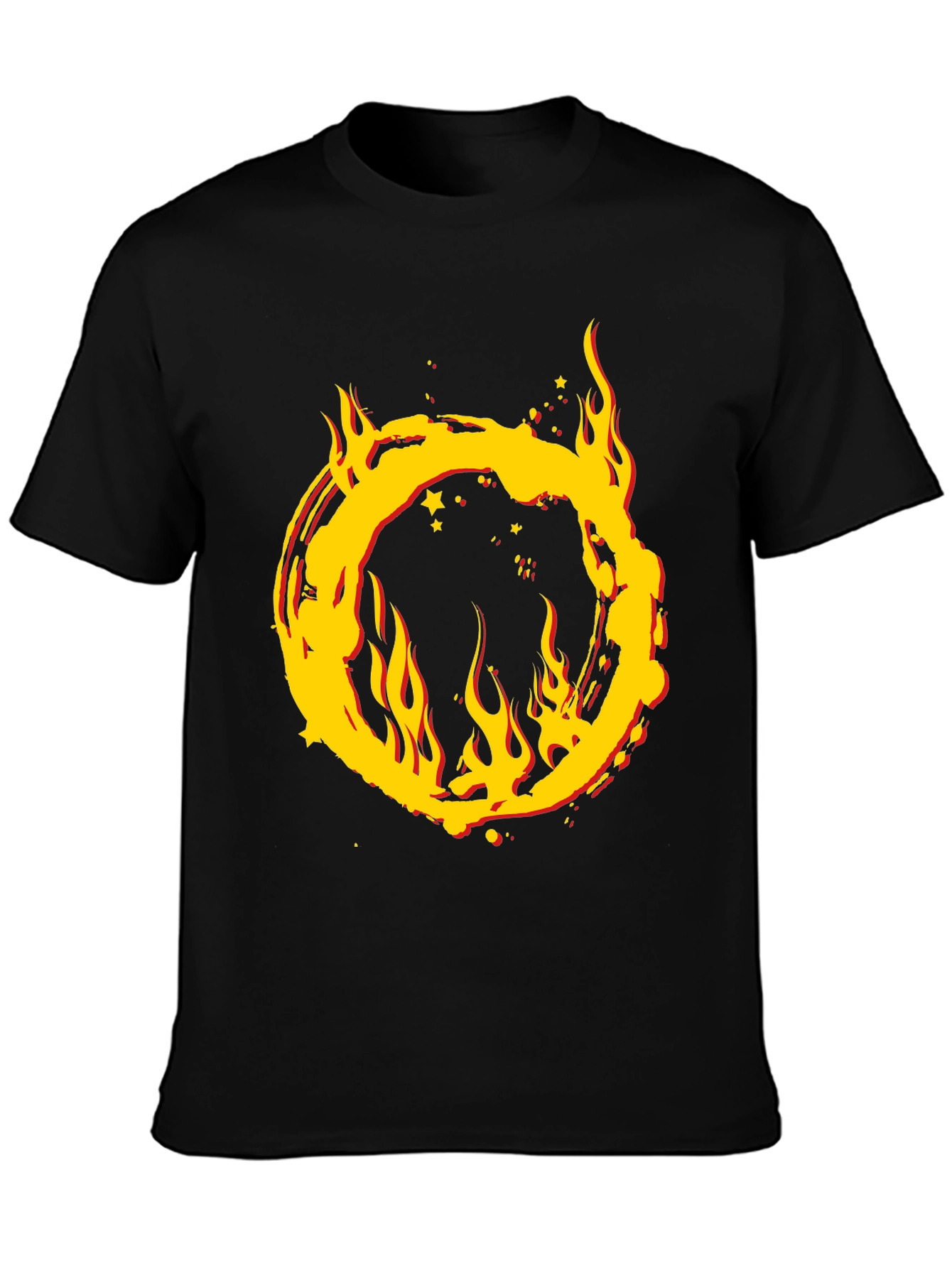 Black Fiery Ring Graphic T-Shirt - Bold Statement Tee view 3