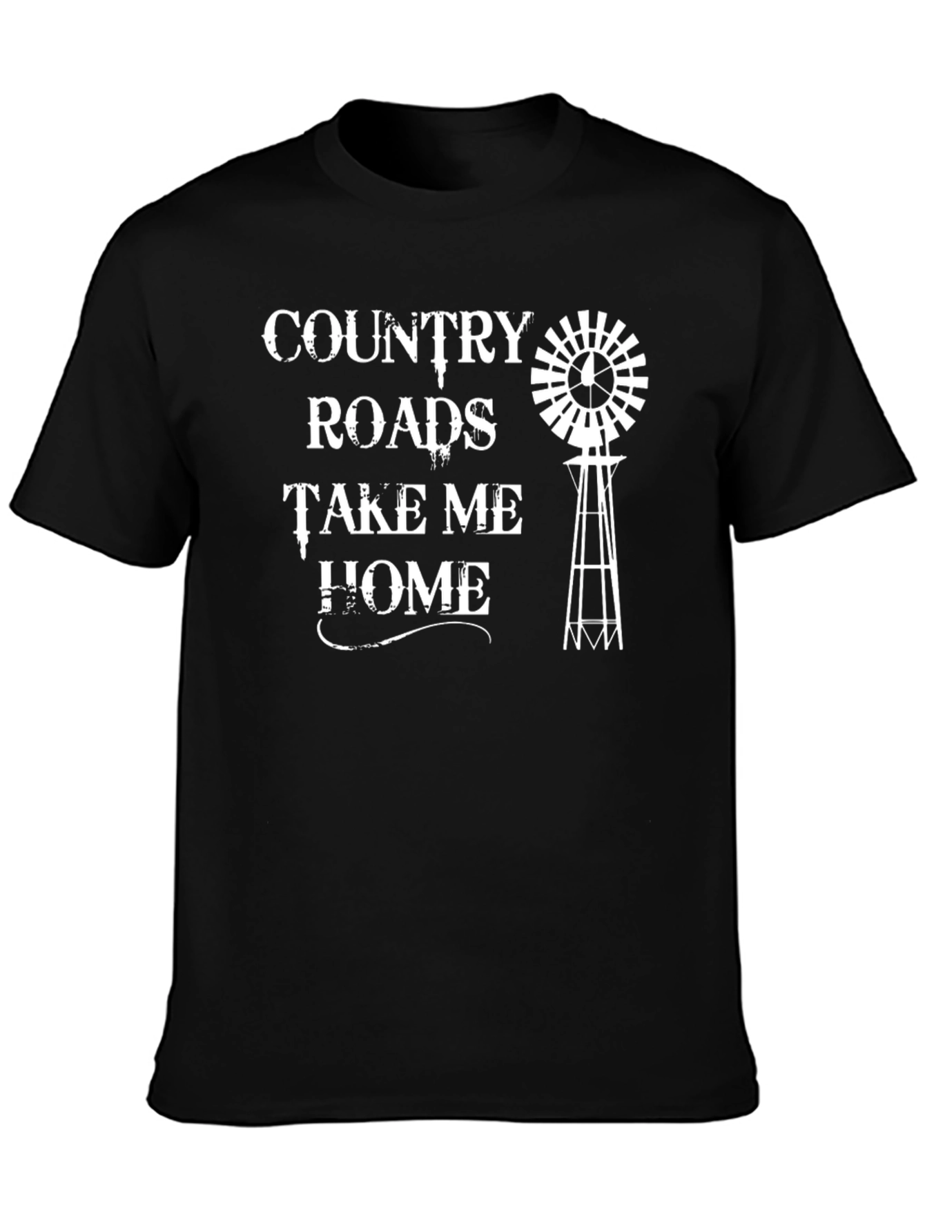 Black Country Roads Graphic T-Shirt - Black view 3