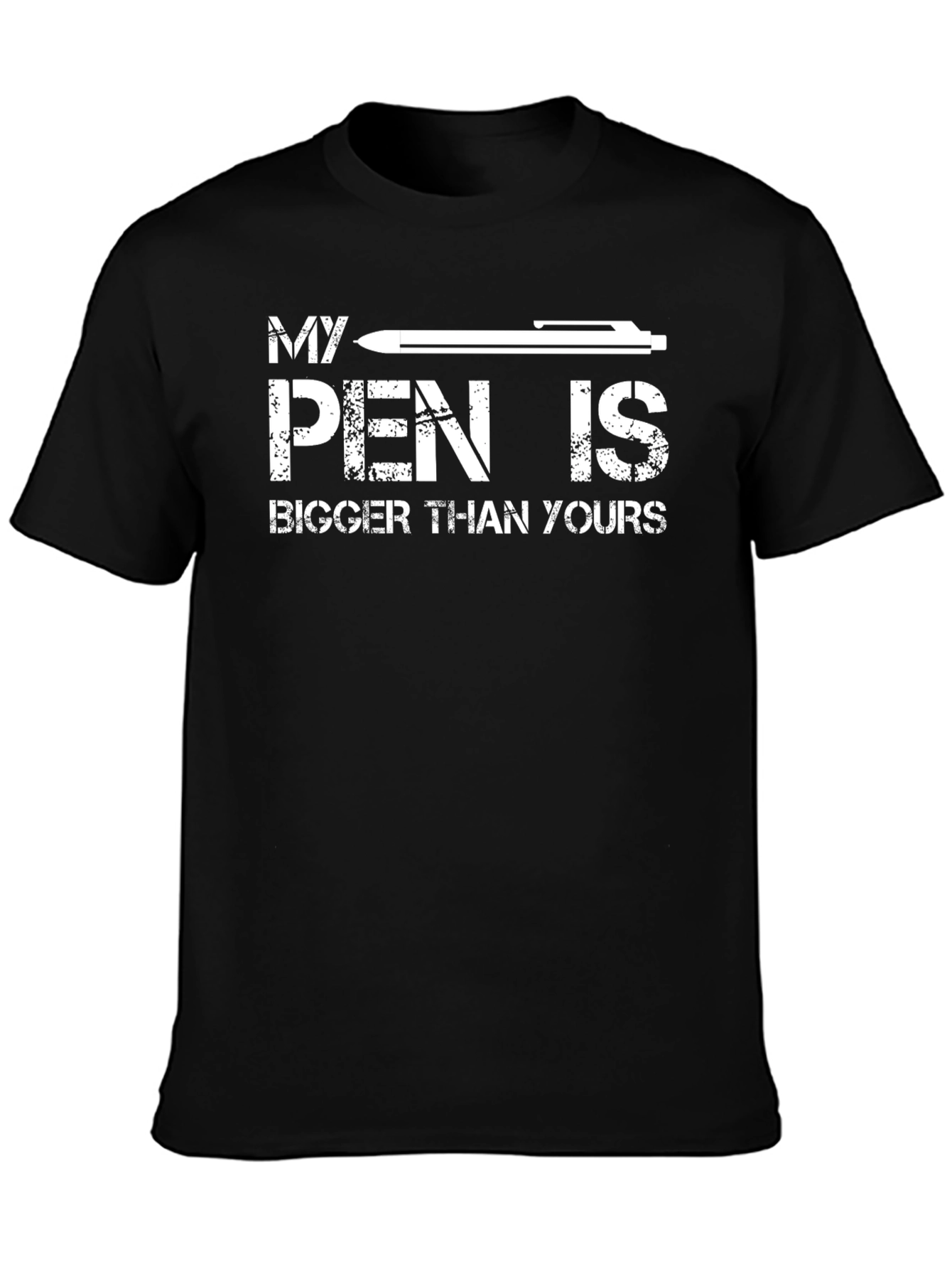 Black Funny My Pen Is Bigger Than Yours Graphic Tee view 3