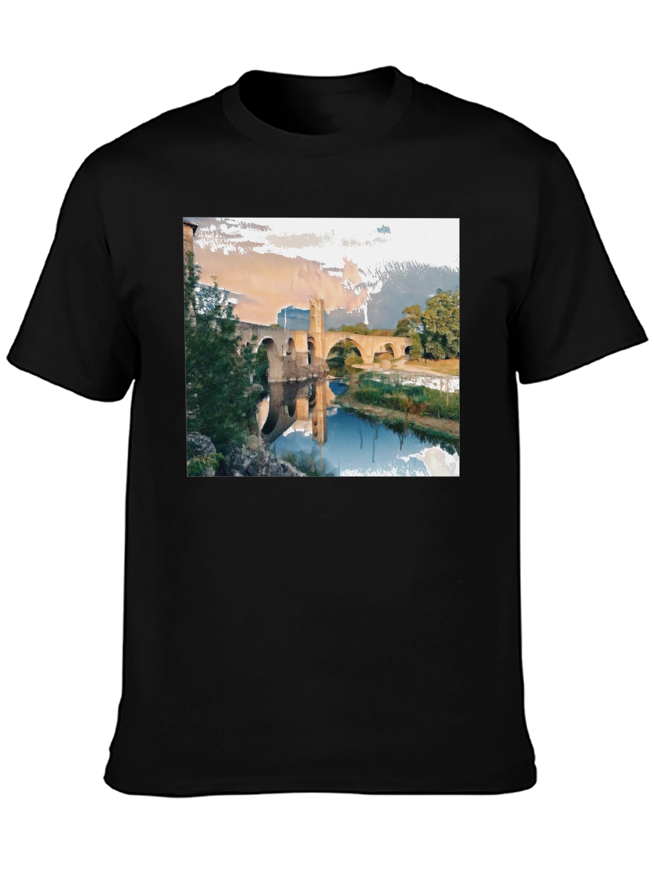 Black River Bridge Graphic Tee - Black Cotton Blend view 3