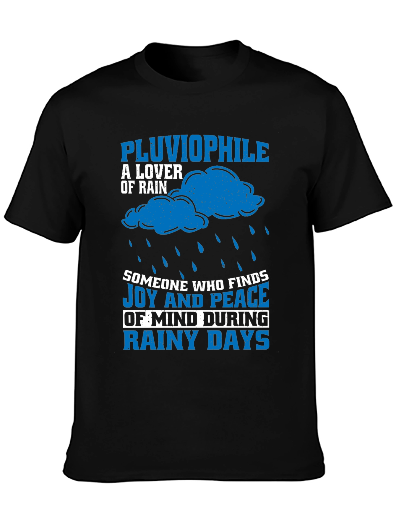 Black Pluviophile Rain Lover Graphic T-Shirt view 3