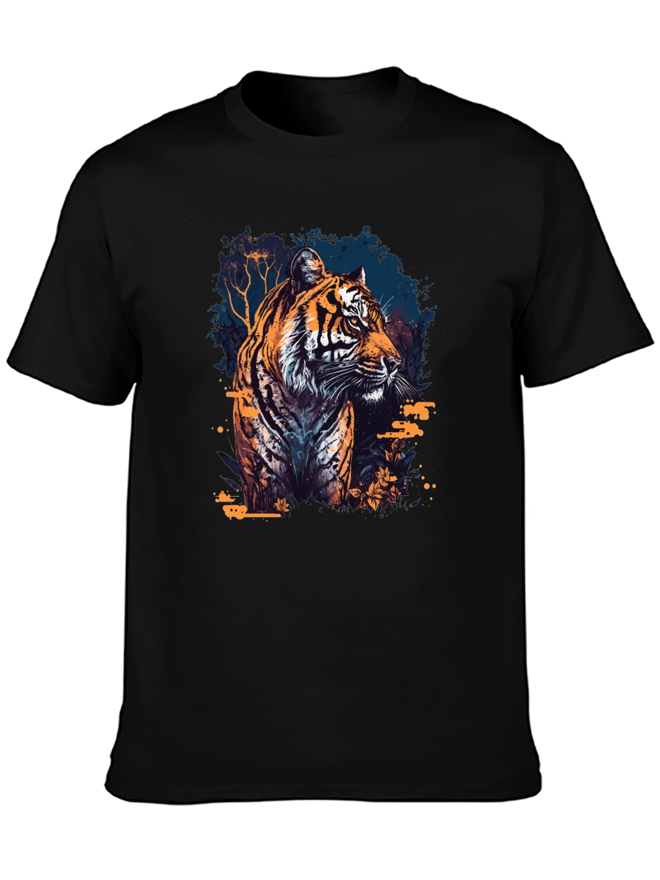 Black Tiger Graphic Print Black T-Shirt view 3