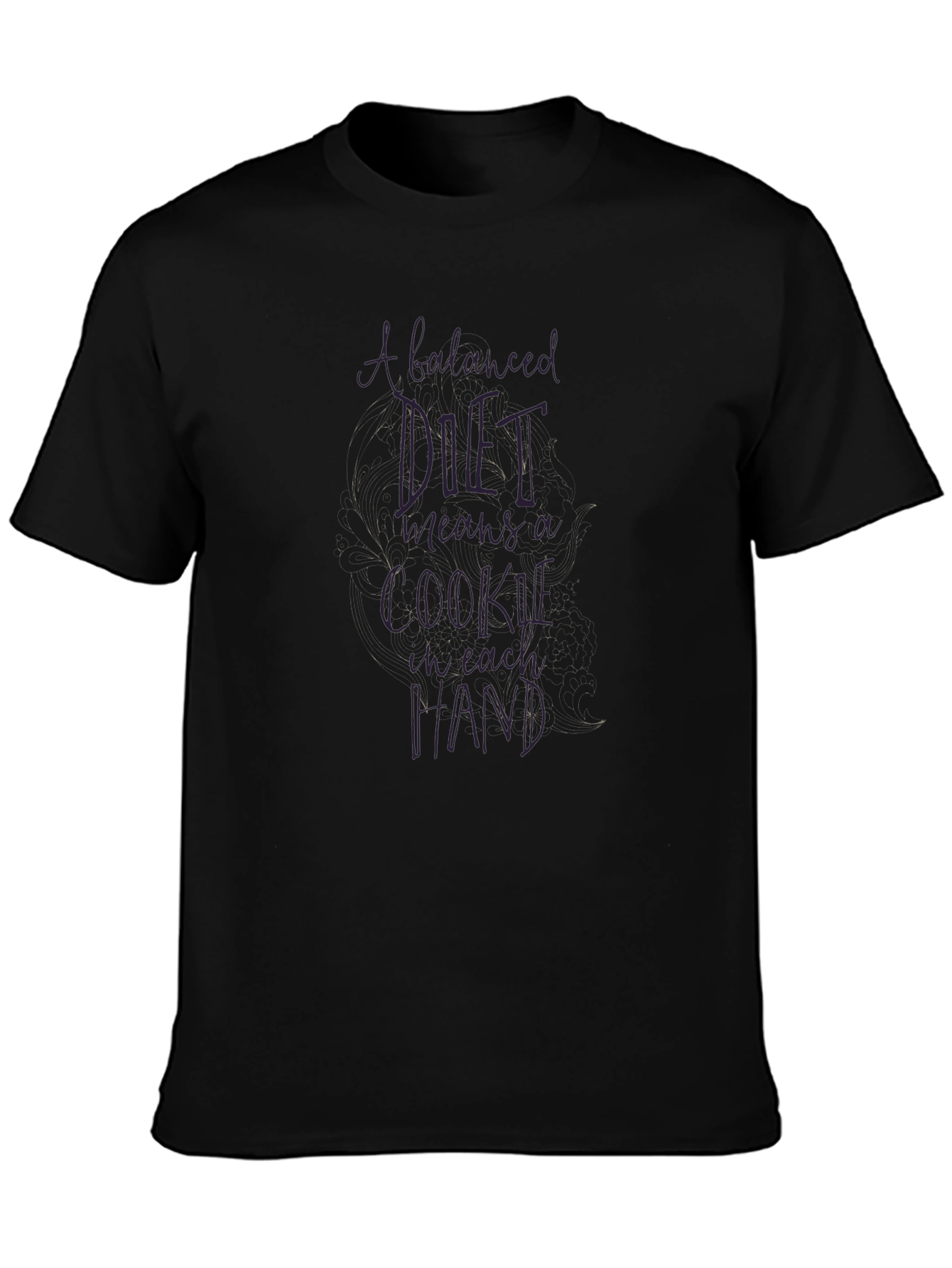 Black Humorous Diet Cookie T-Shirt view 3