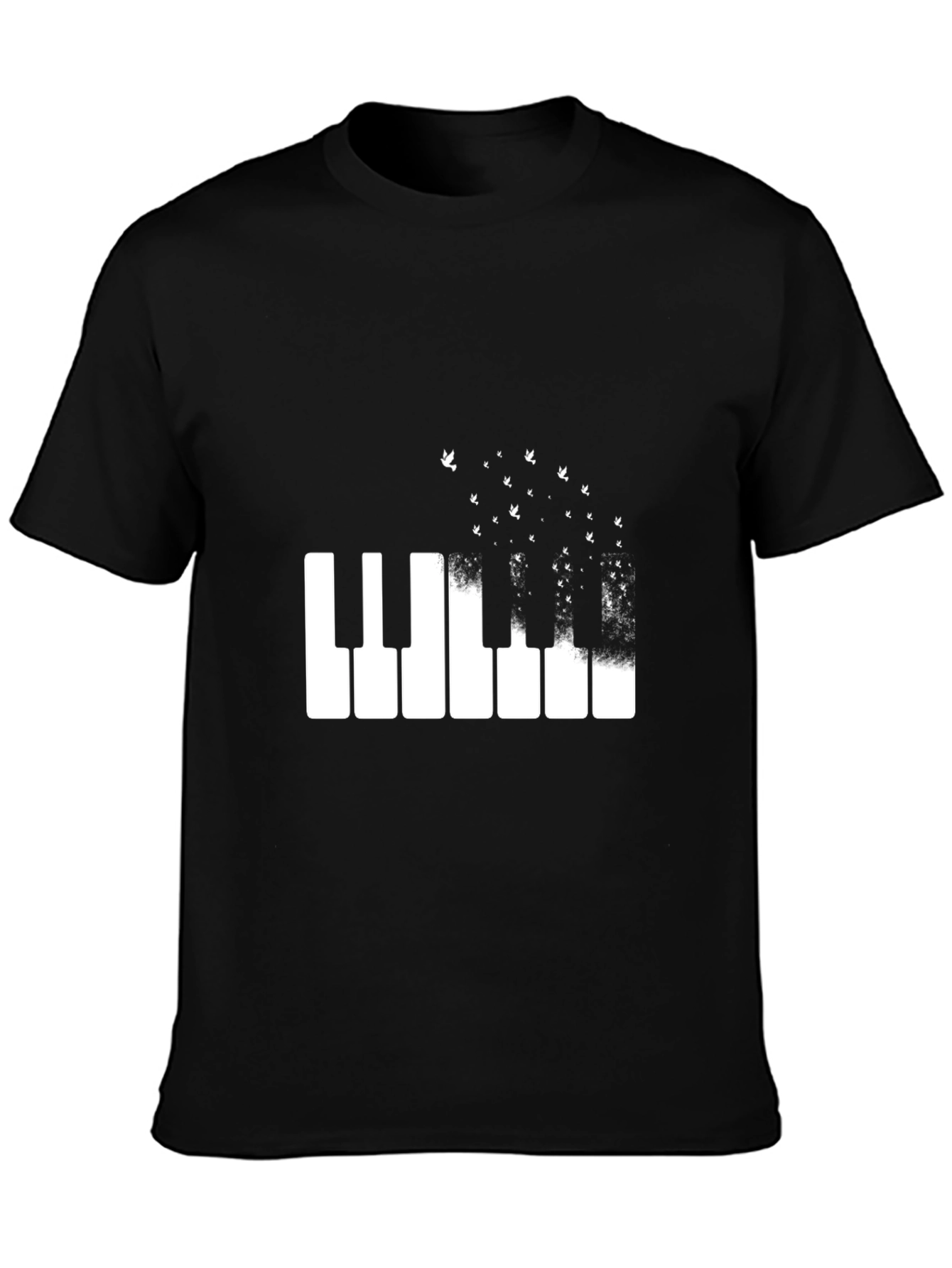 Black Piano Keys T-Shirt - Musical Flight Design view 3