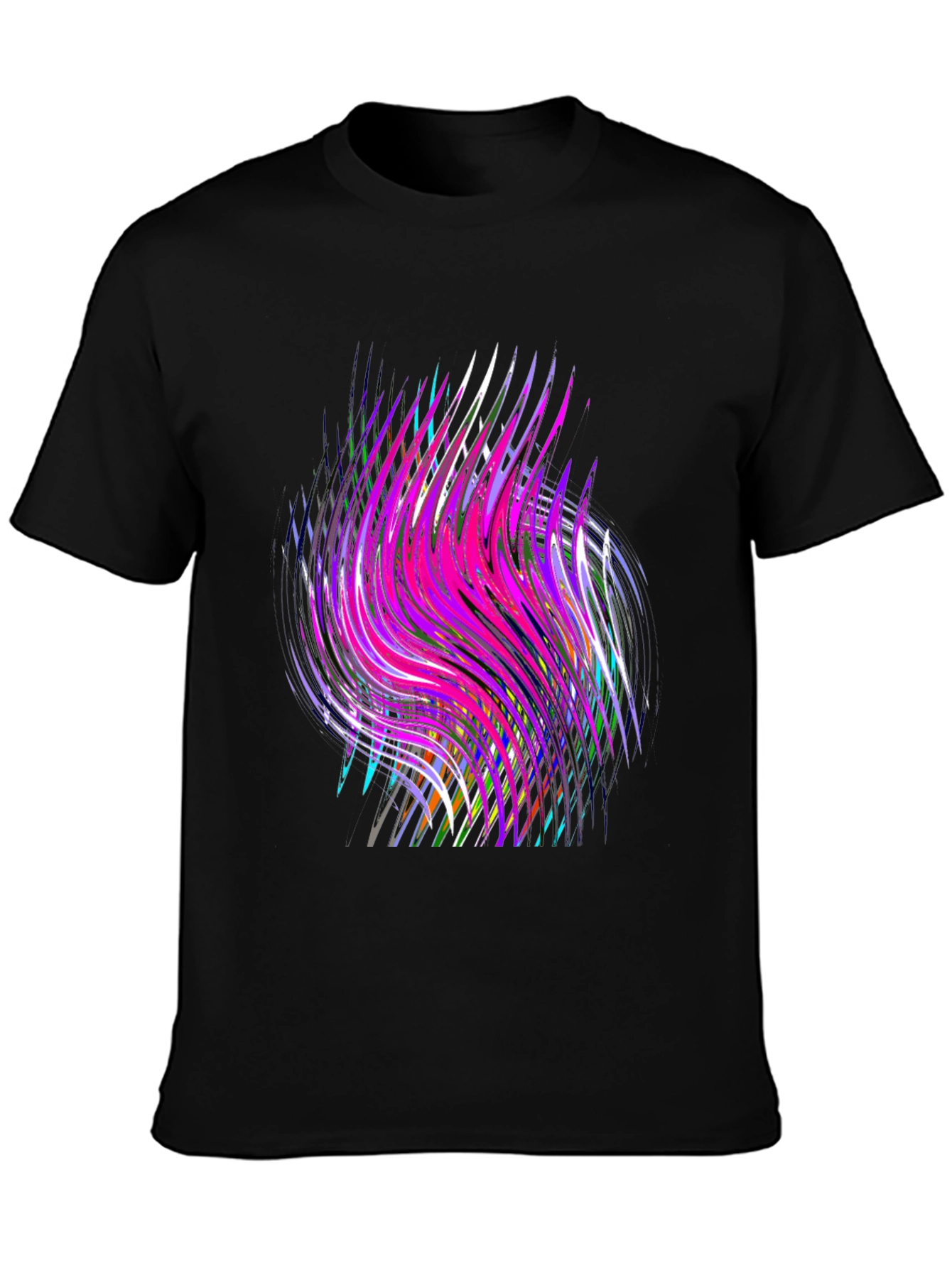 Black Abstract Swirl Graphic Black T-Shirt view 3
