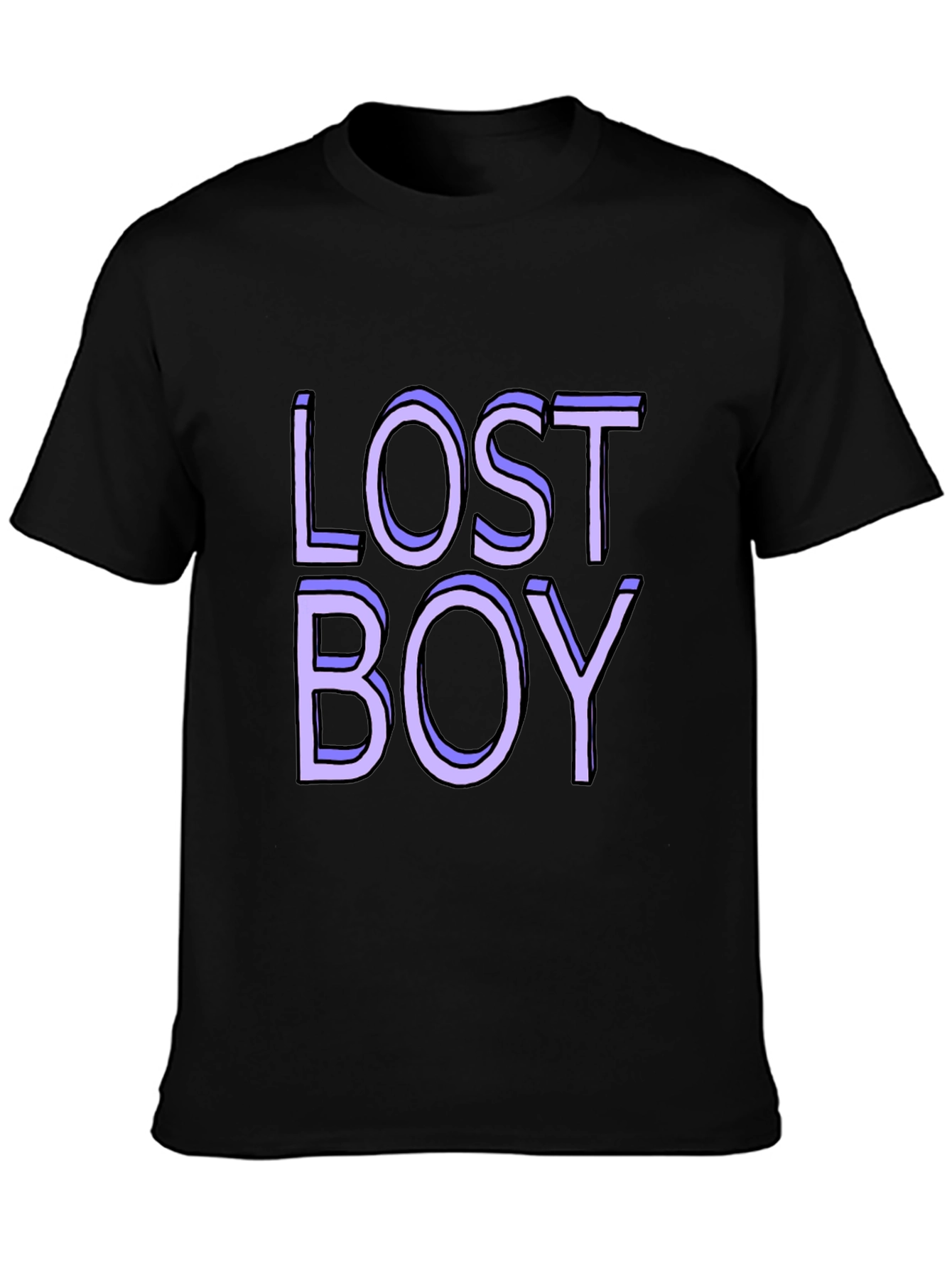 Black Lost Boy Graphic Tee - Classic Black Cotton Blend view 3