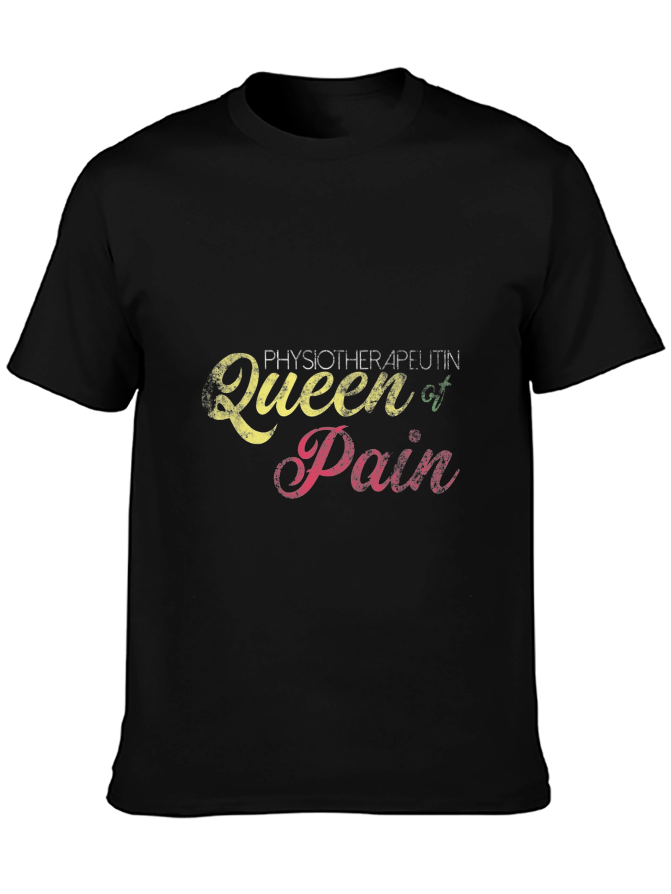 Black Physiotherapist Queen of Pain Black T-Shirt view 3