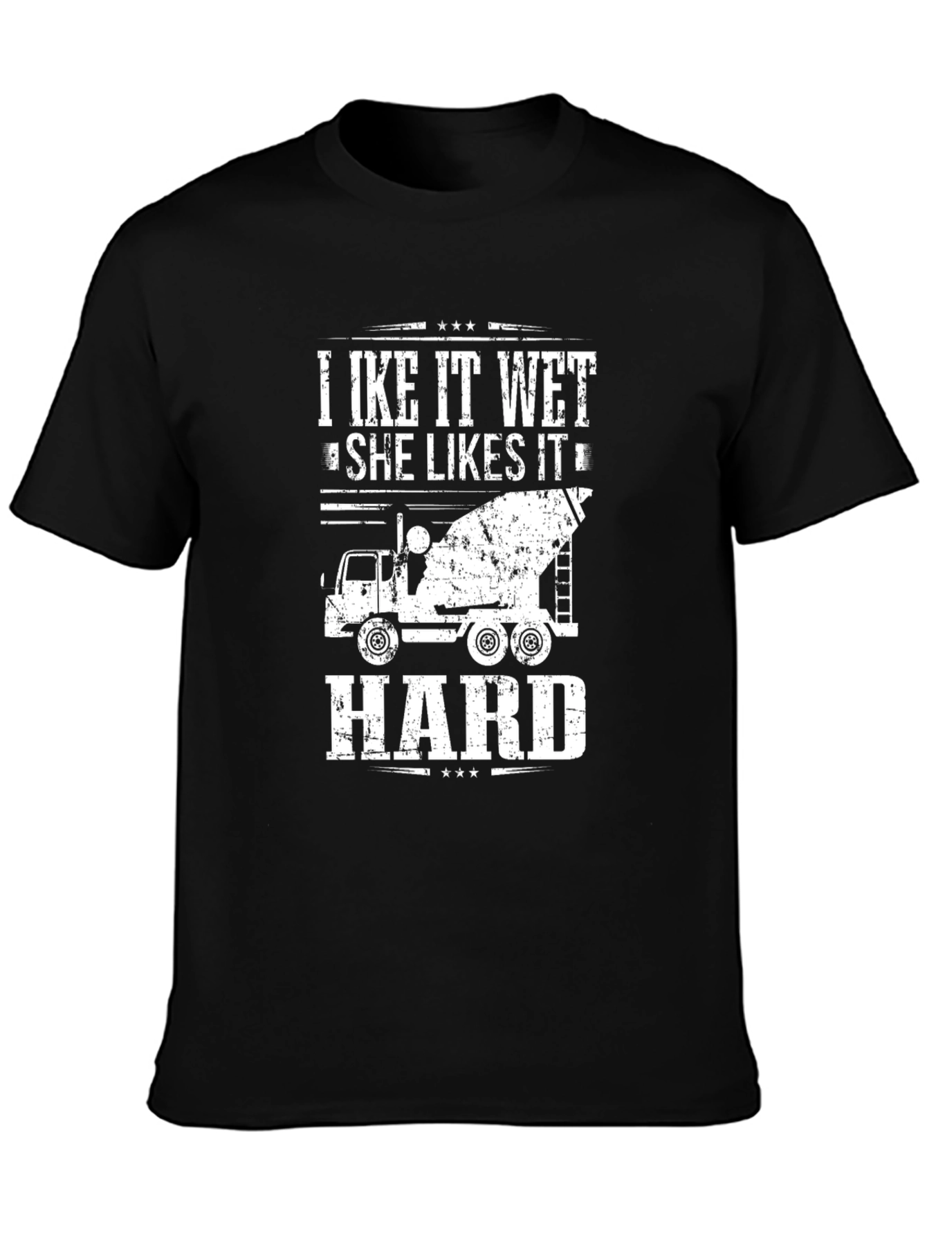 Black I Like It Wet Concrete Truck Black T-Shirt view 3